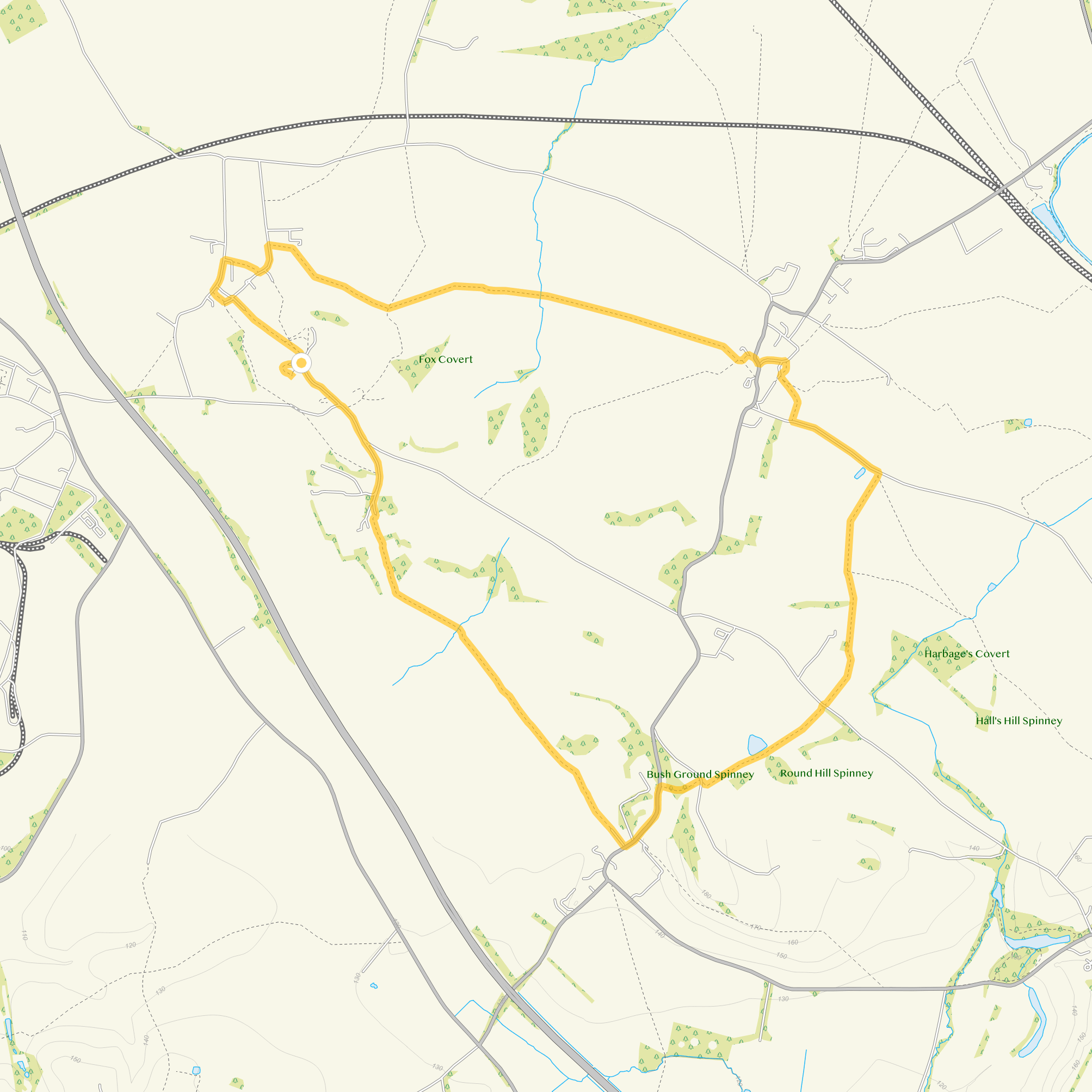 Route map for Burton Dasset Hills Walk 2, a 6 mile circular walk in Oxfordshire