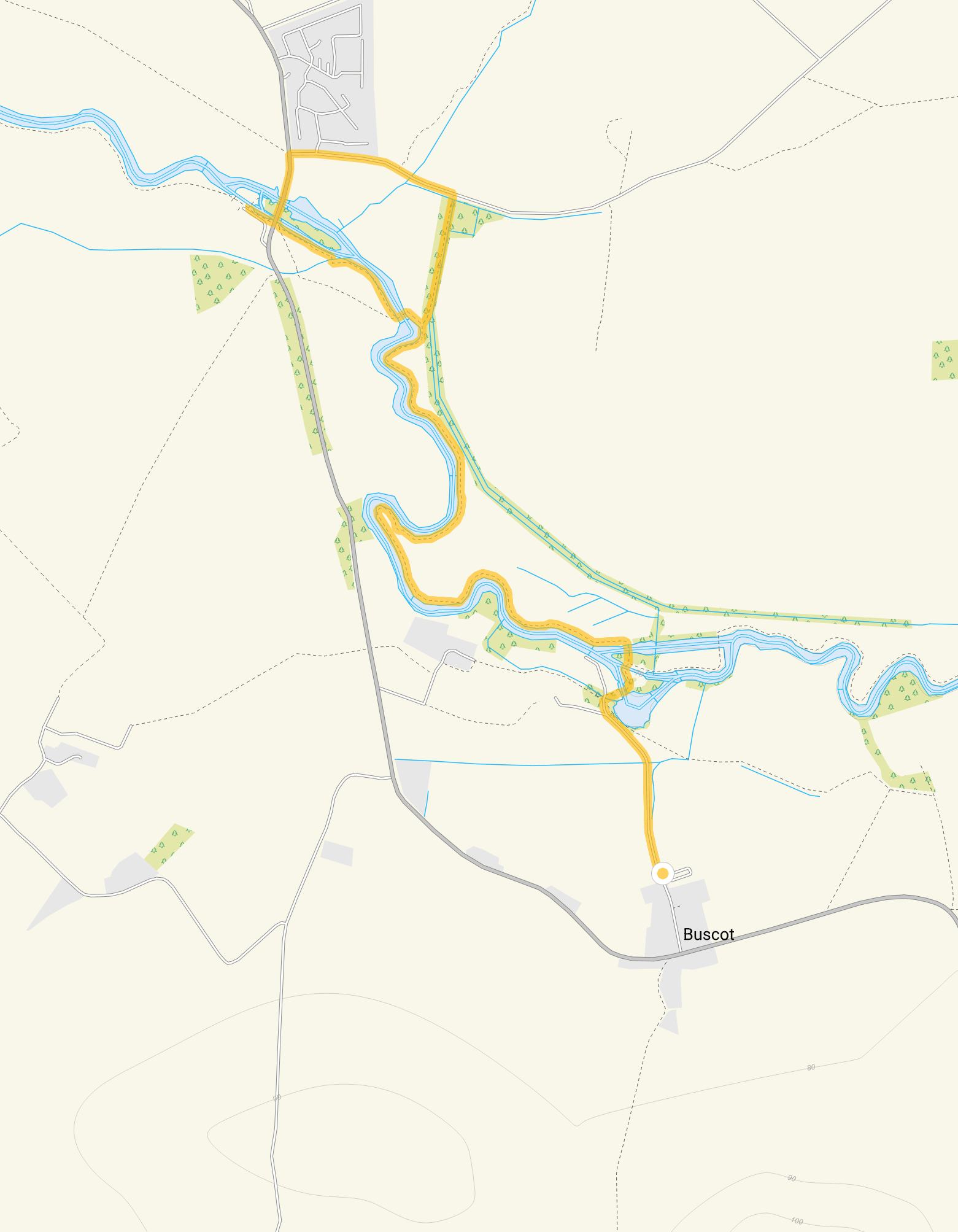 Route map for Buscot Walk 1, a 3.25 mile circular walk in Oxfordshire