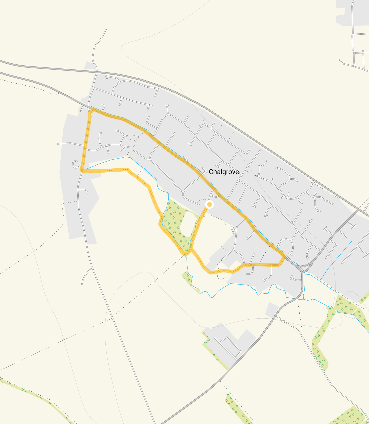Route map for Chalgrove Walk 1, a 1.75 mile circular walk in Oxfordshire