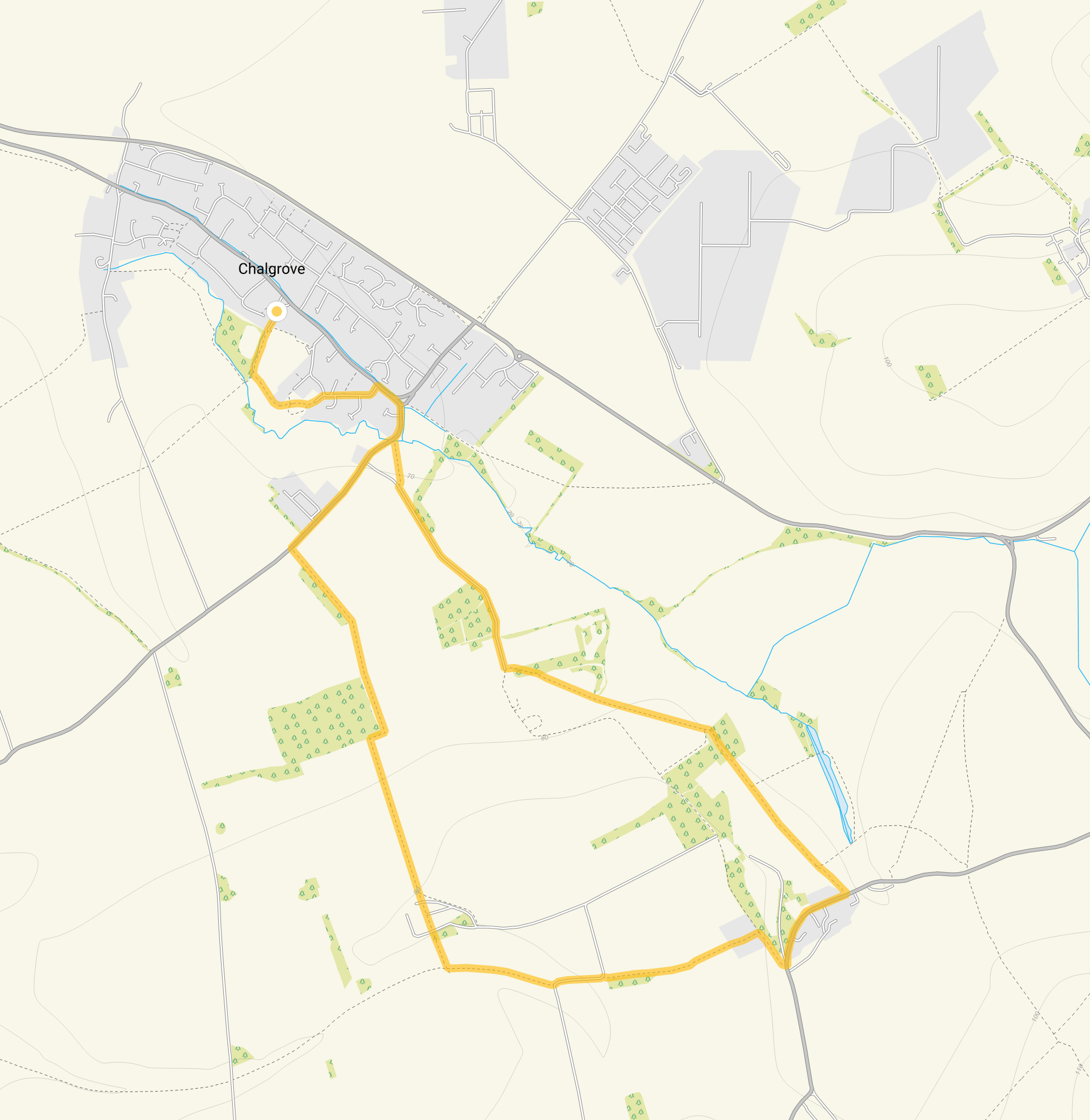 Route map for Chalgrove Walk 2, a 4.75 mile circular walk in Oxfordshire
