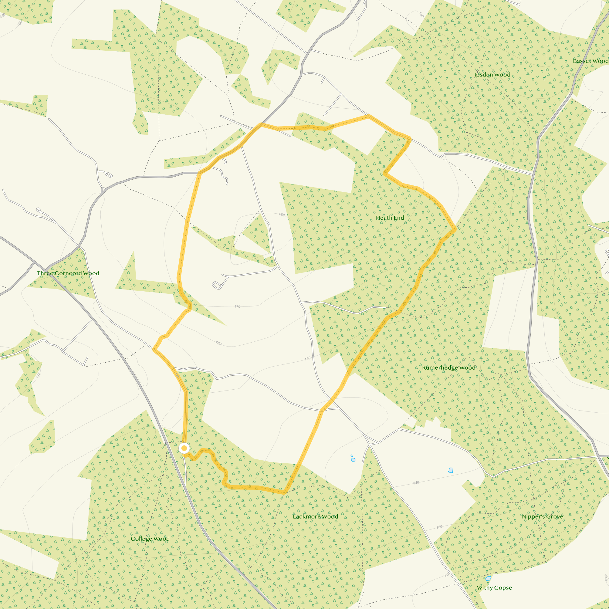 Route map for Checkendon Walk 1, a 3.5 mile circular walk in Oxfordshire