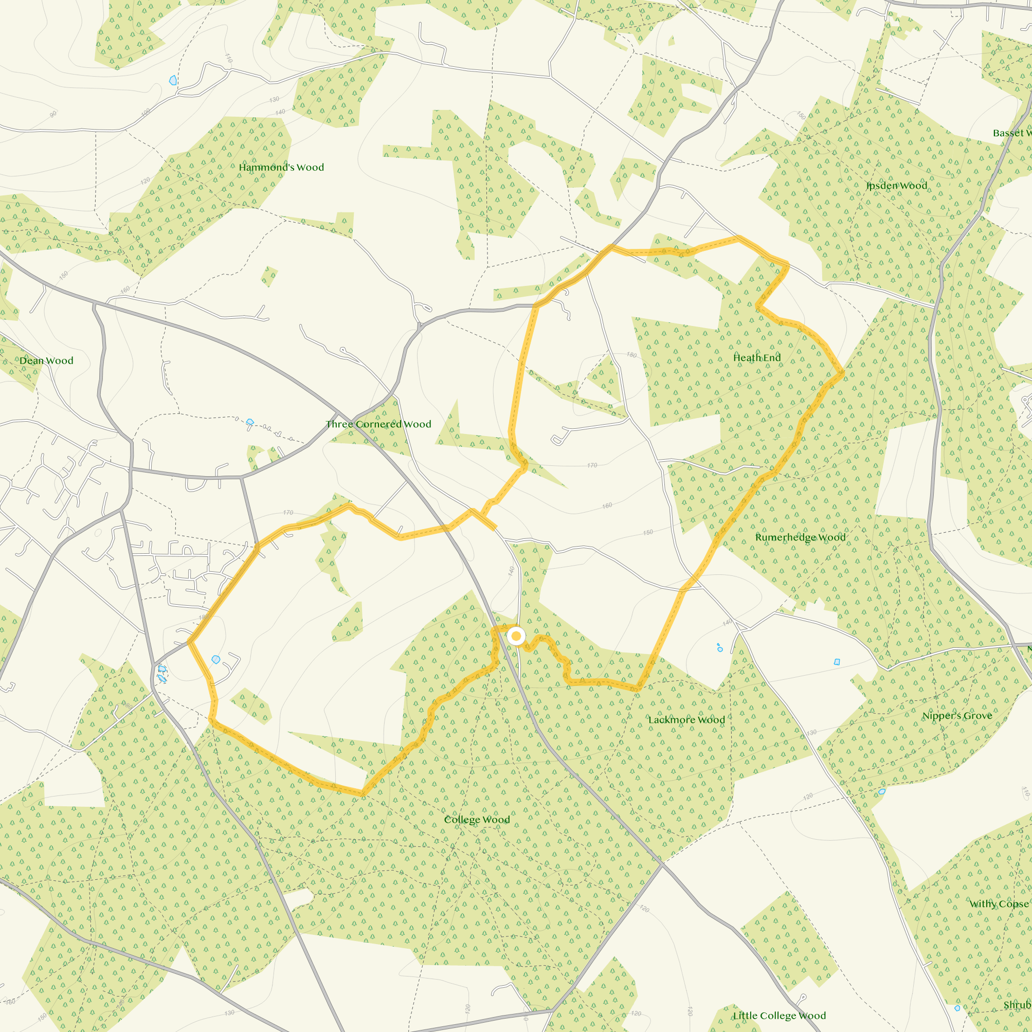 Route map for Checkendon Walk 2, a 5.5 mile circular walk in Oxfordshire