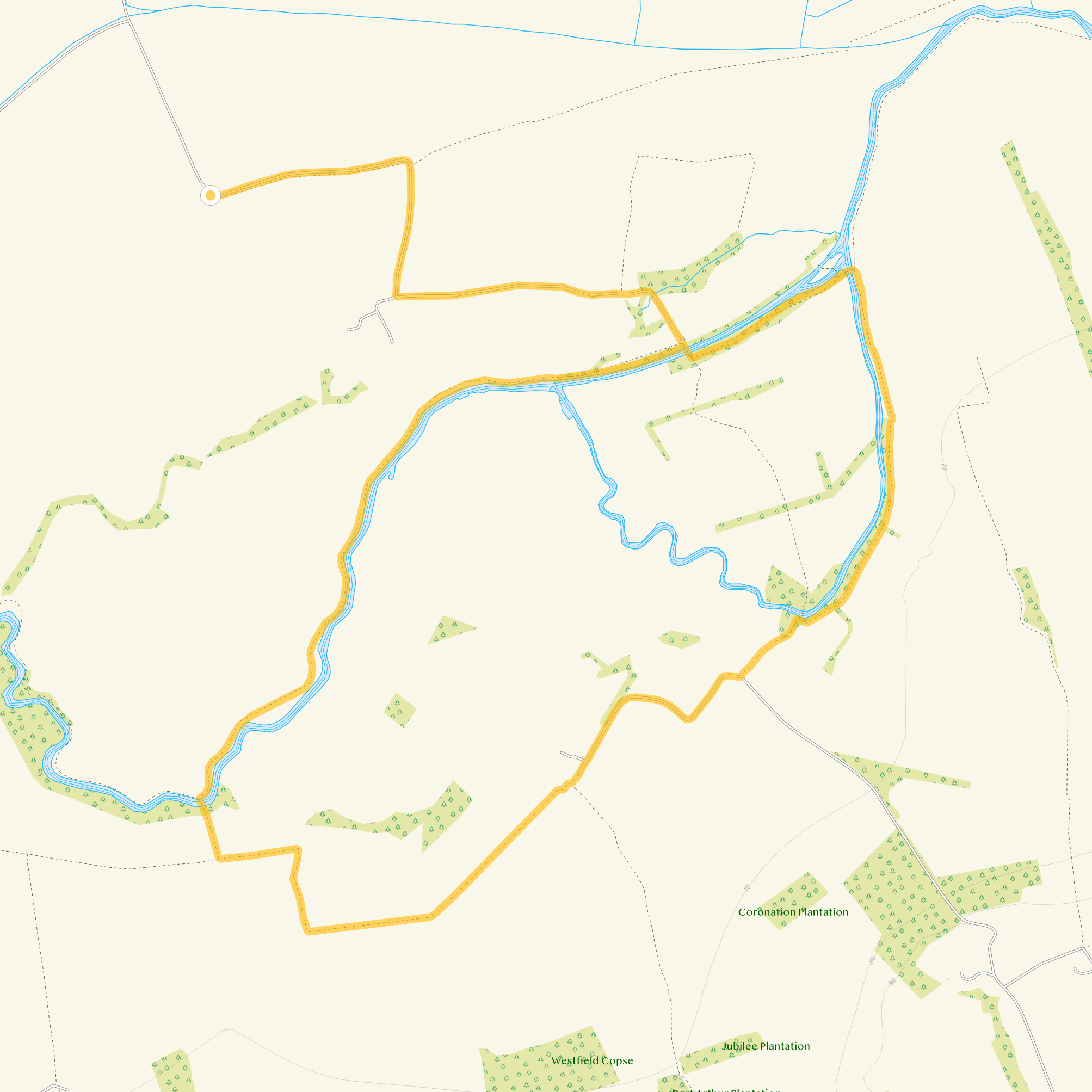 Route map for Chimney Meadows Walk, a 6 mile circular walk in Oxfordshire