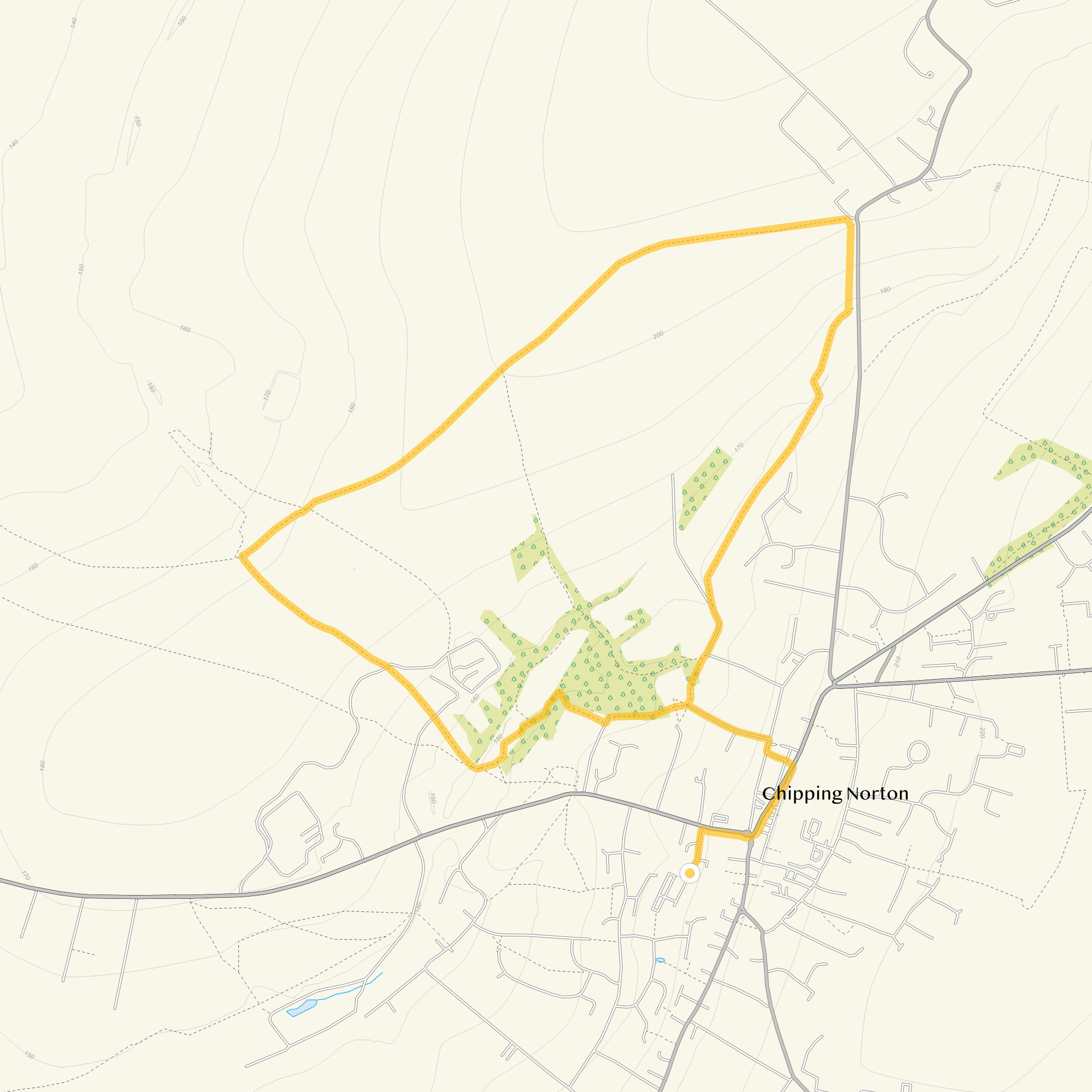 Route map for Chipping Norton Walk 1, a 3 mile circular walk in Oxfordshire