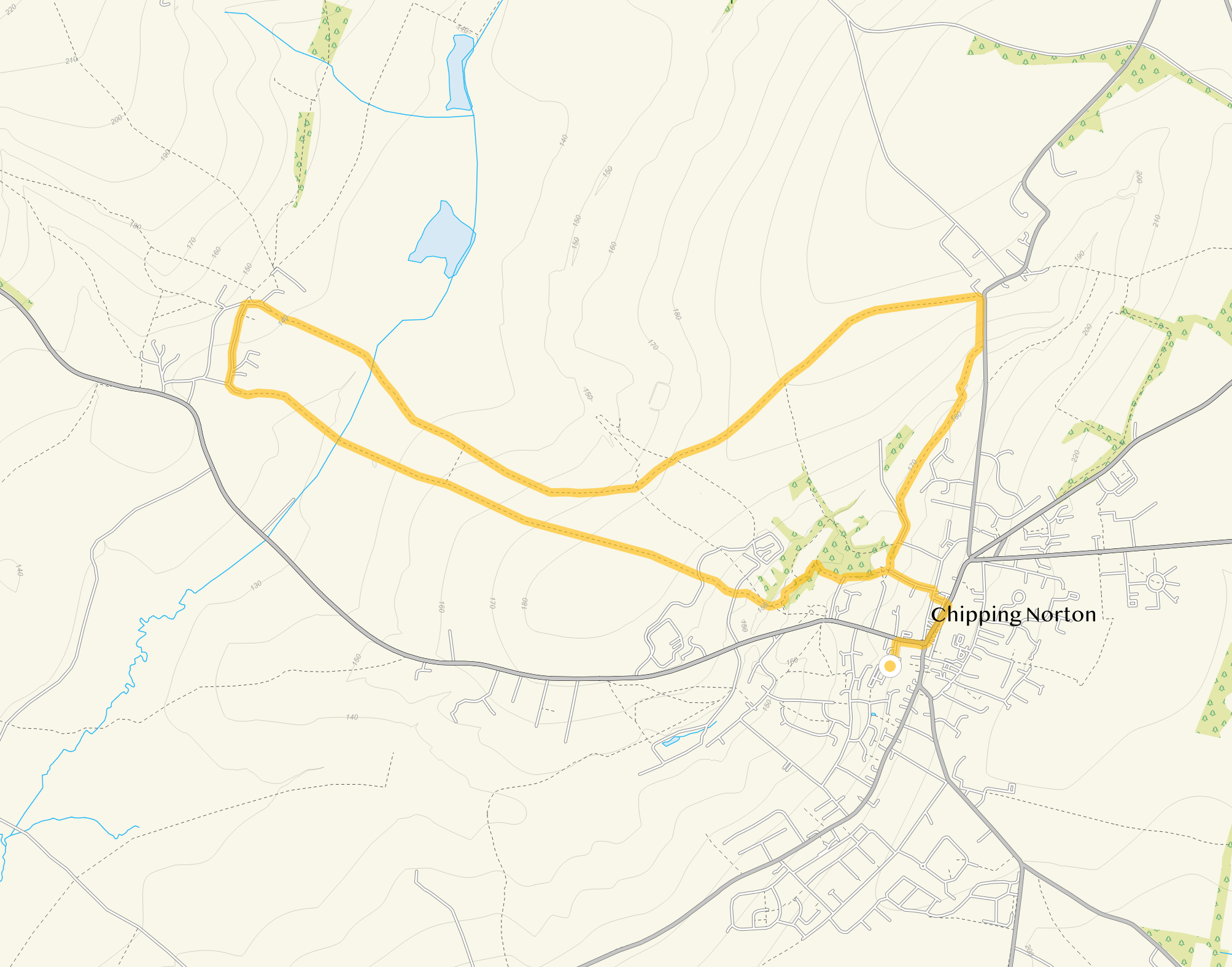 Route map for Chipping Norton Walk 2, a 5 mile circular walk in Oxfordshire