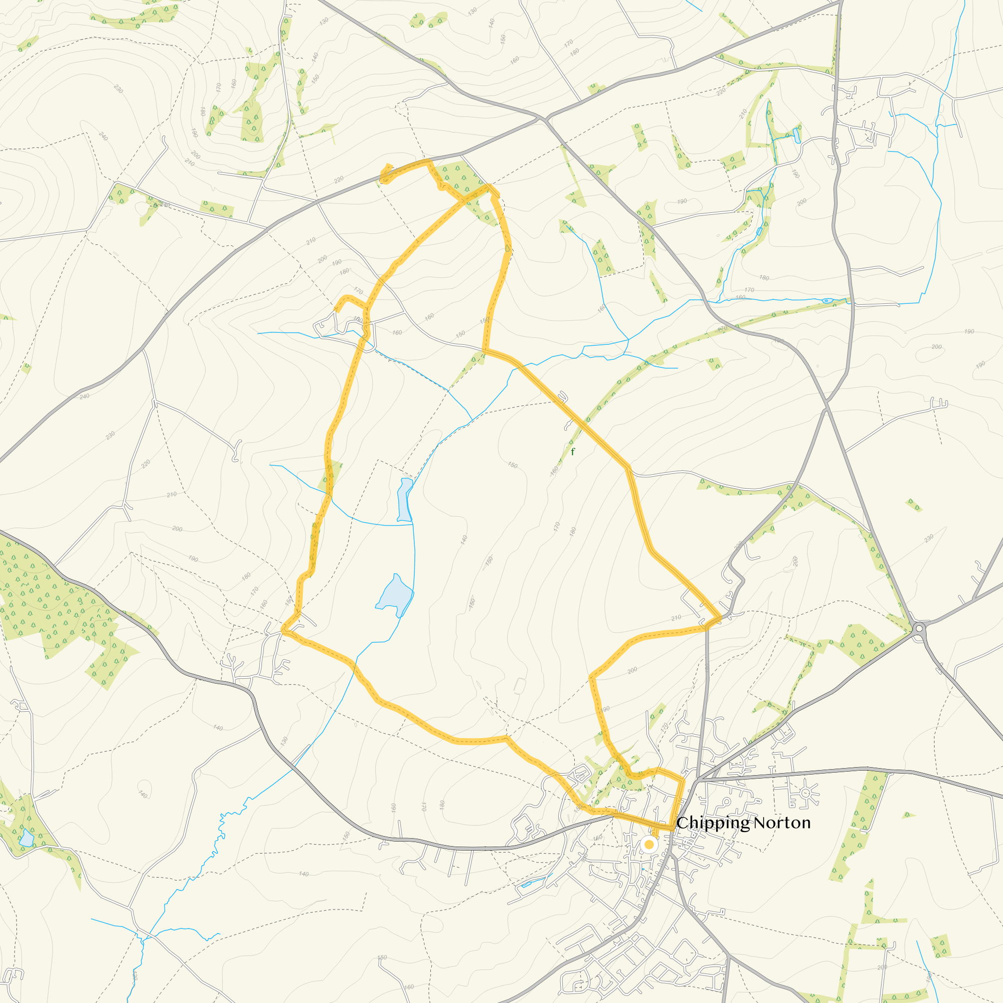 Route map for Chipping Norton Walk 3, an 8 mile circular walk in Oxfordshire