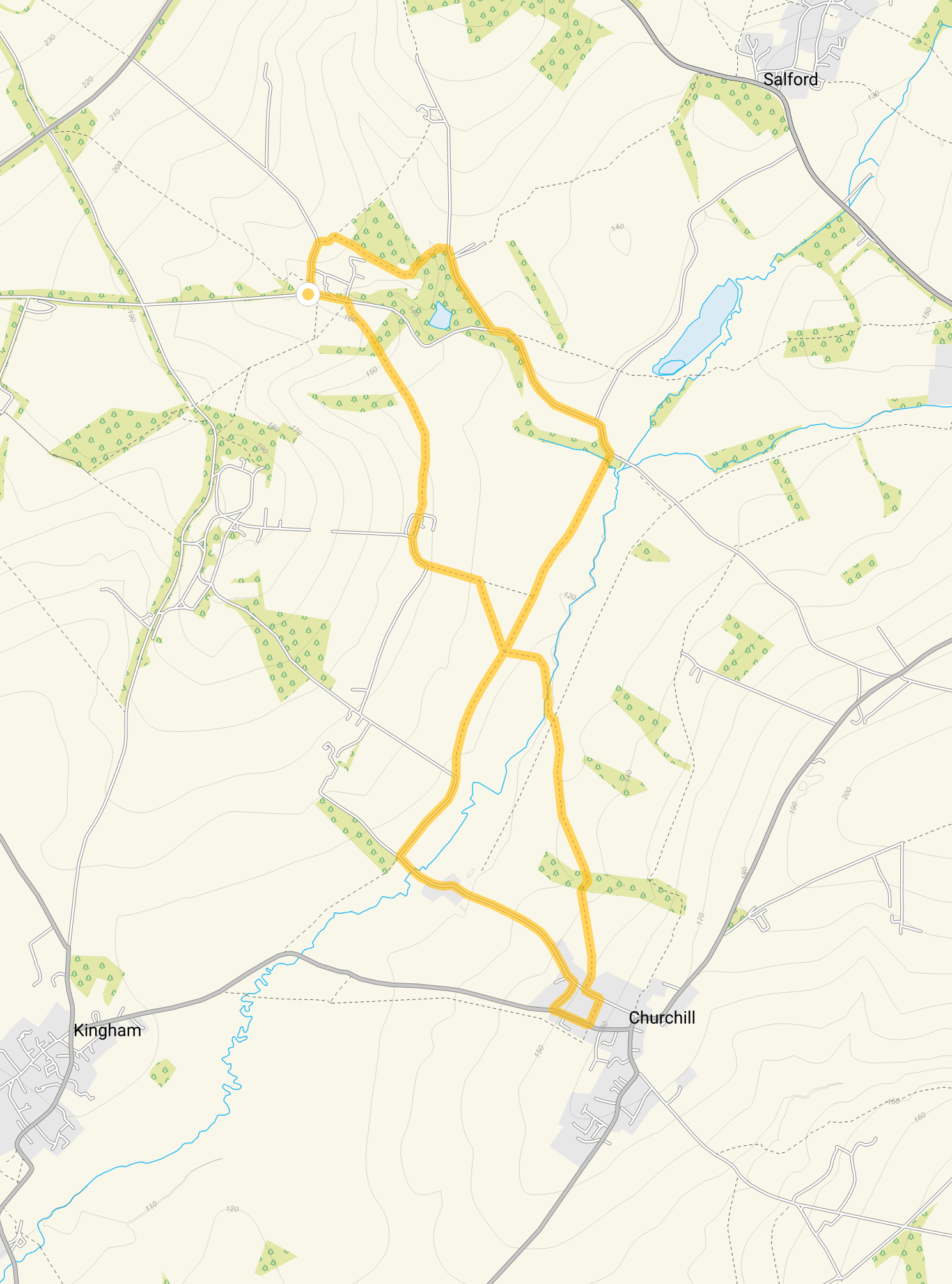 Route map for Cornwell Walk, a 5.25 mile circular walk in Oxfordshire