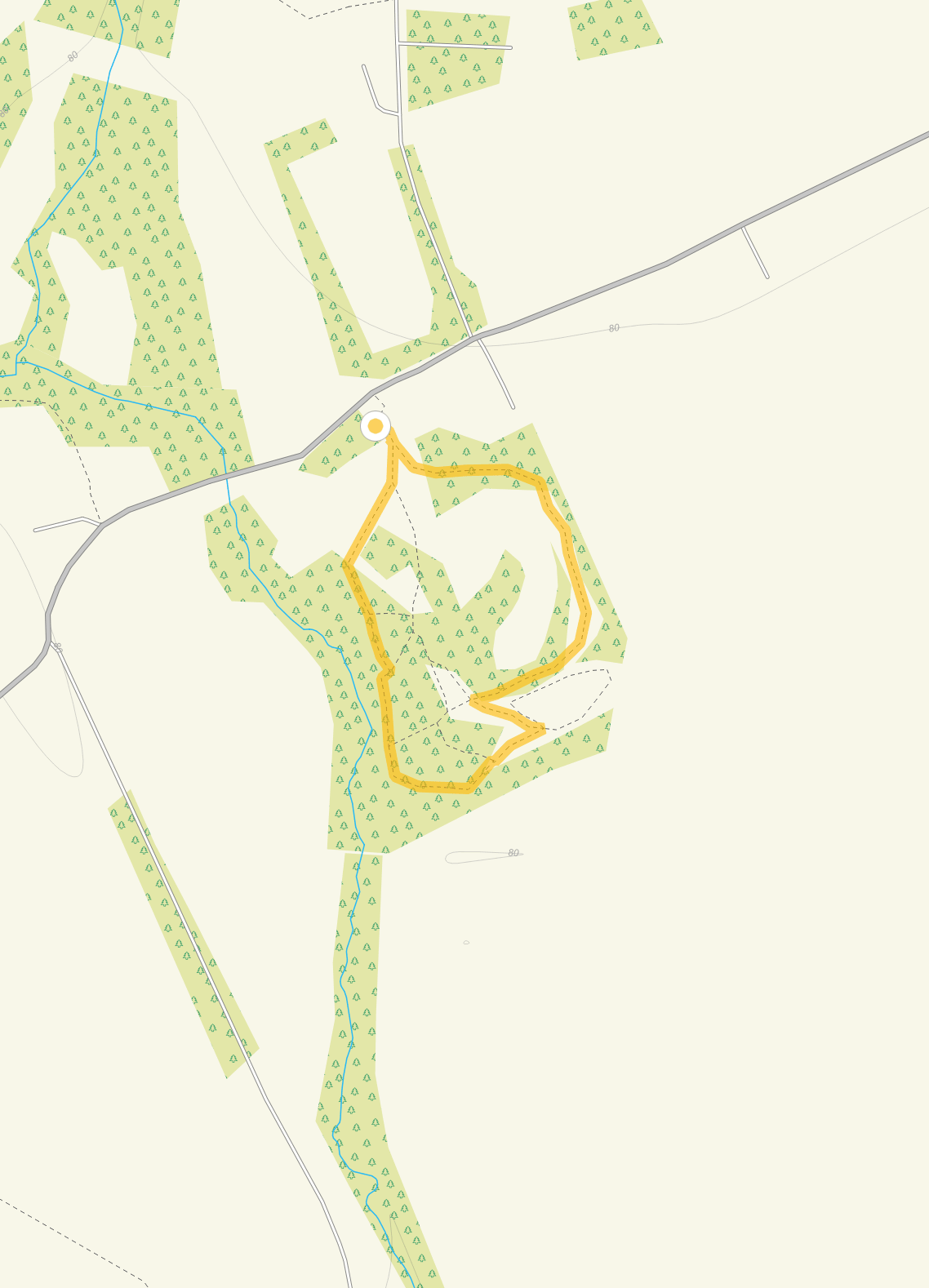 Route map for Cothill Walk 1, a 0.5 mile circular walk in Oxfordshire