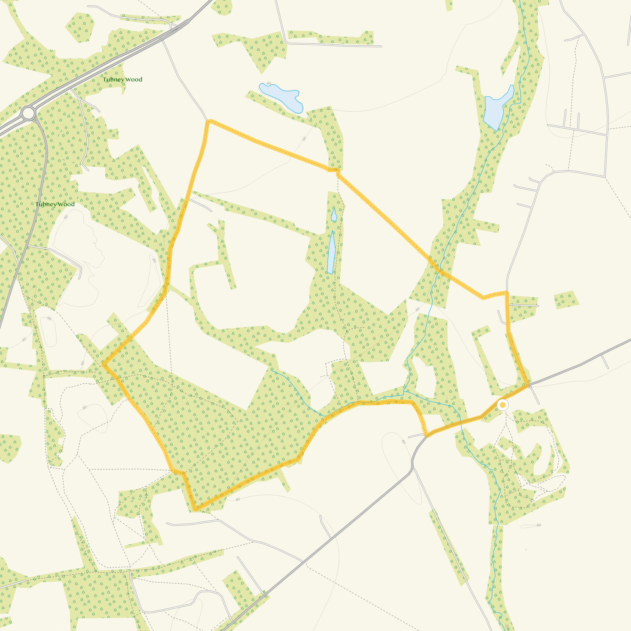 Route map for Cothill Walk 2, a 3 mile circular walk in Oxfordshire