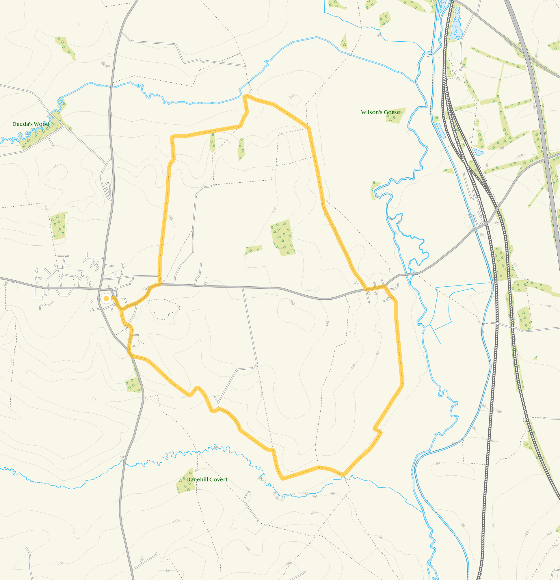 Route map for Deddington Walk 2, a 6.25 mile circular walk in Oxfordshire