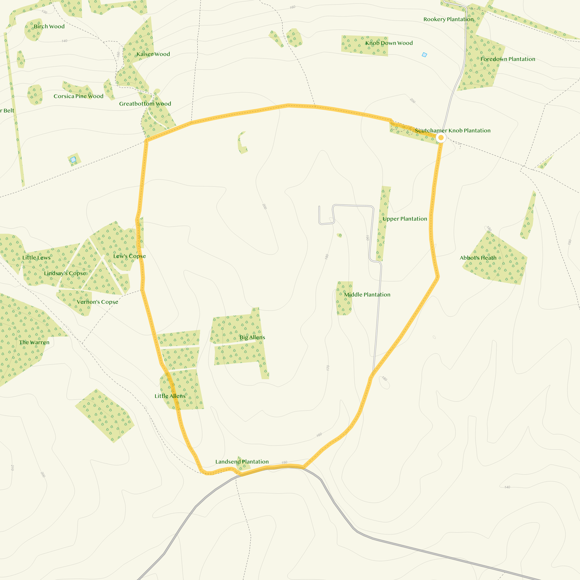 Route map for East Hendred Down Walk 1, a 3.5 mile circular walk in Oxfordshire