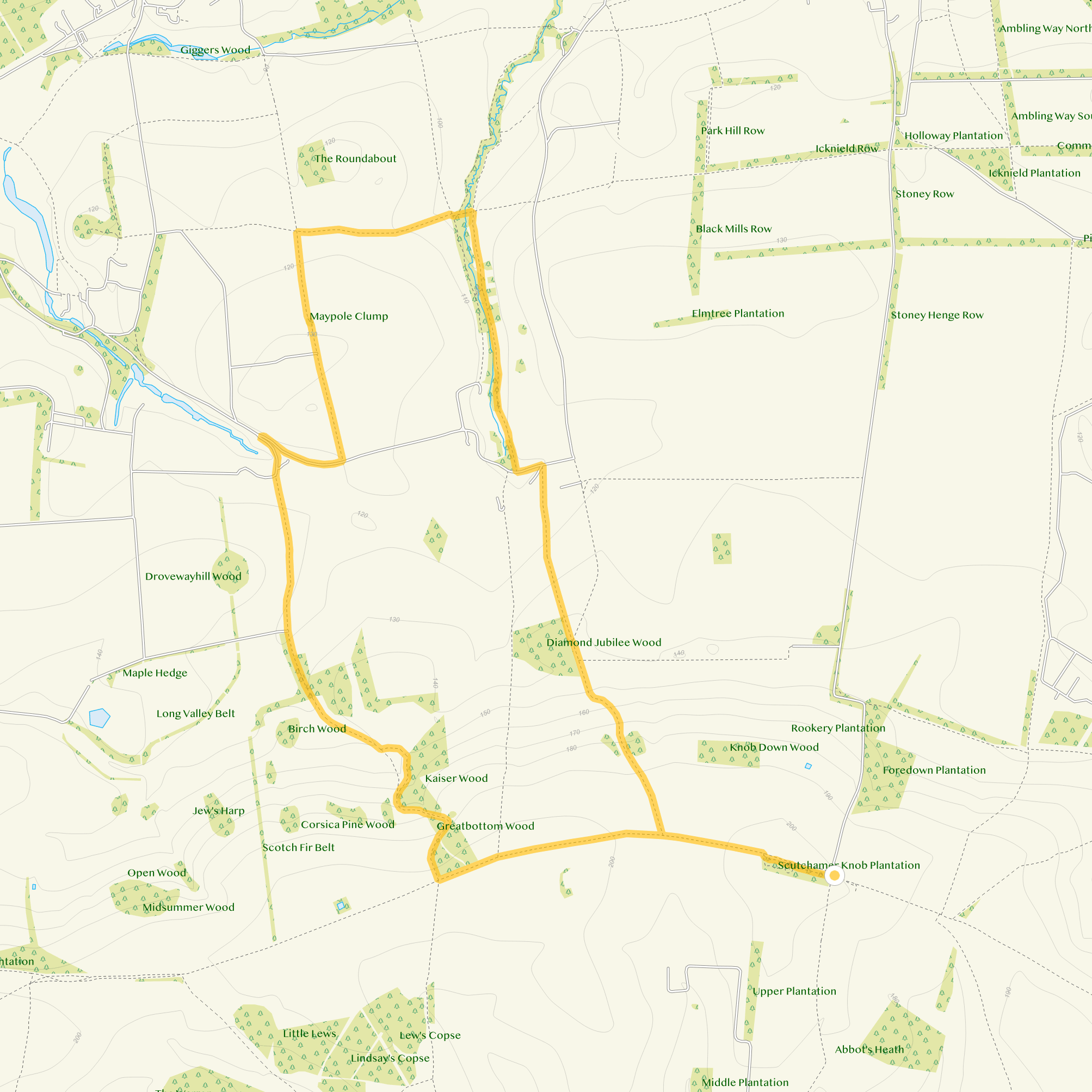 Route map for East Hendred Down Walk 2, a 5.75 mile circular walk in Oxfordshire