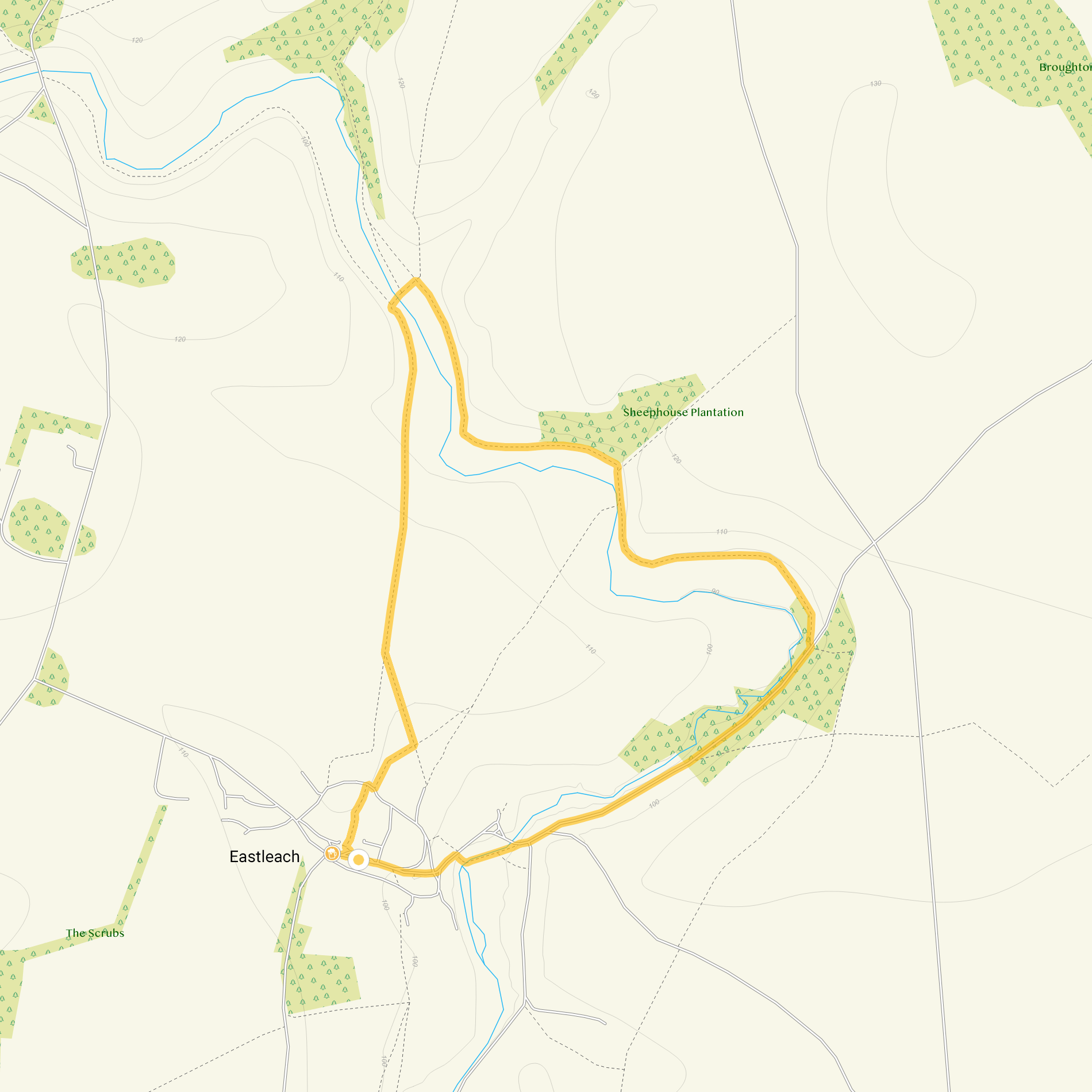 Route map for Eastleach Walk 1, a 2.75 mile circular walk in Oxfordshire