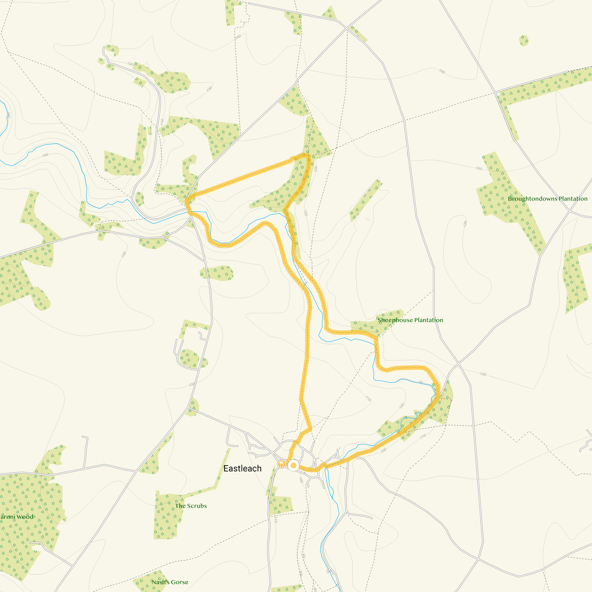 Route map for Eastleach Walk 3, a 4.25 mile circular walk in Oxfordshire