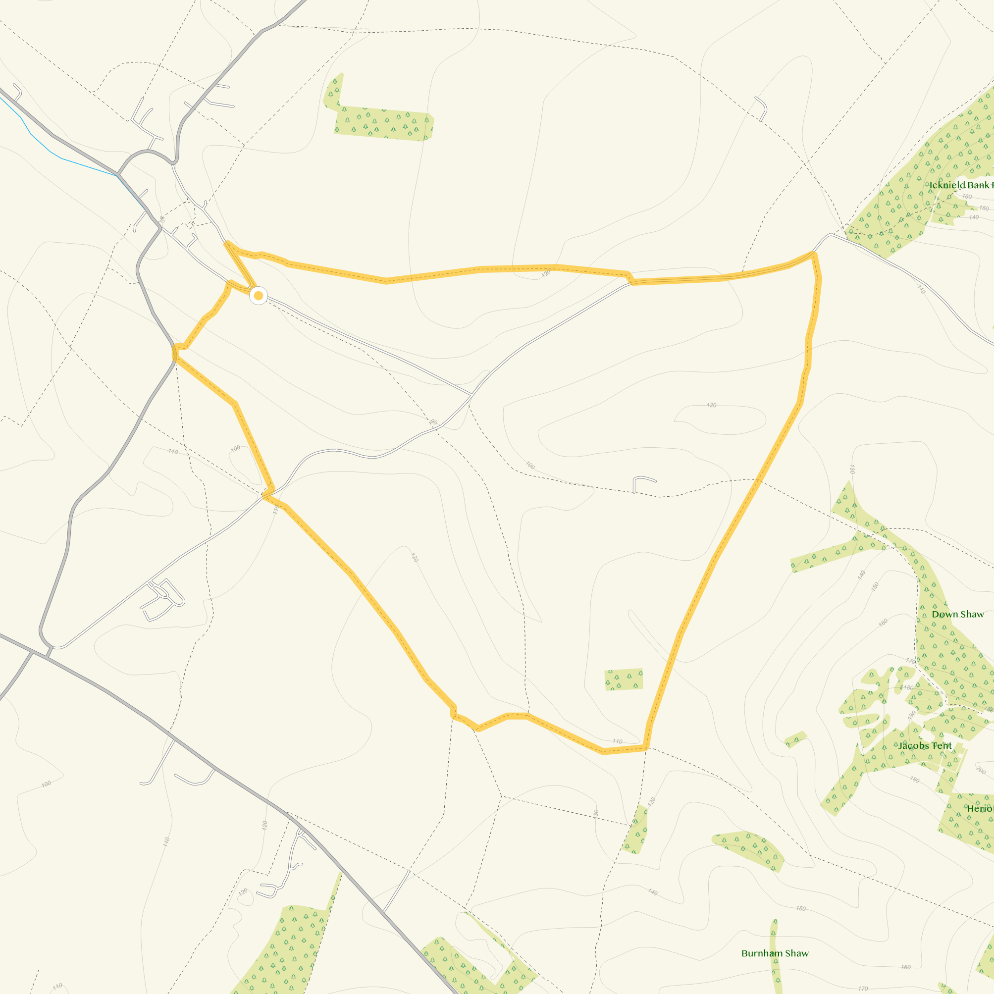 Route map for Ewelme Walk 1, a 3.75 mile circular walk in Oxfordshire