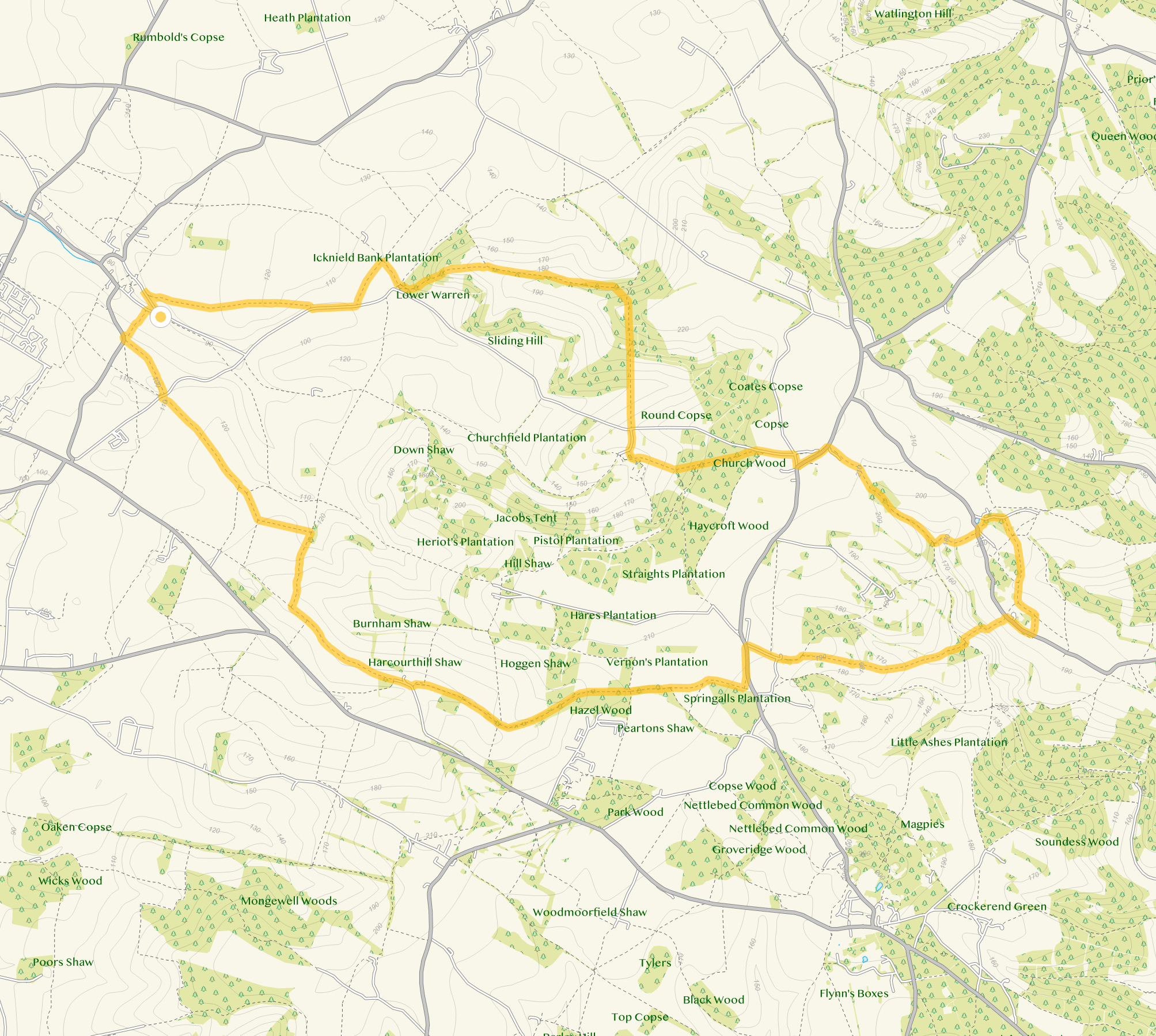 Route map for Ewelme Walk 3, an 11.75 mile circular walk in Oxfordshire