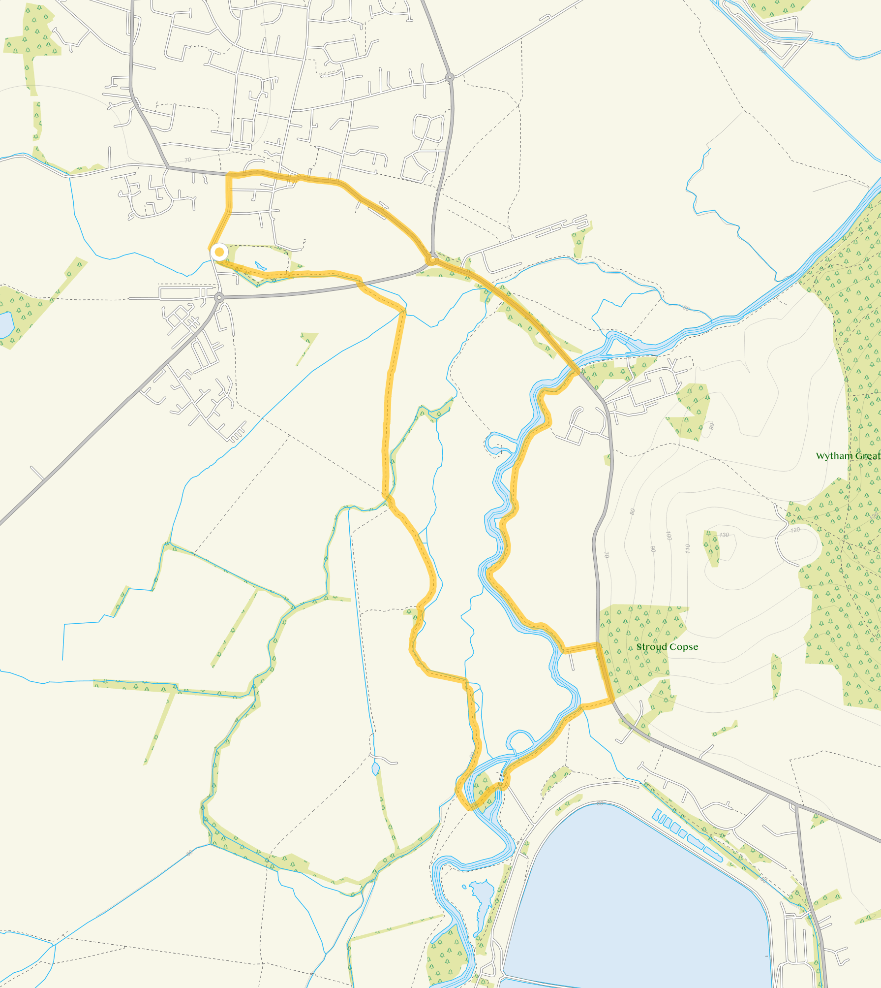Route map for Eynsham Walk, a 4.25 mile circular walk in Oxfordshire