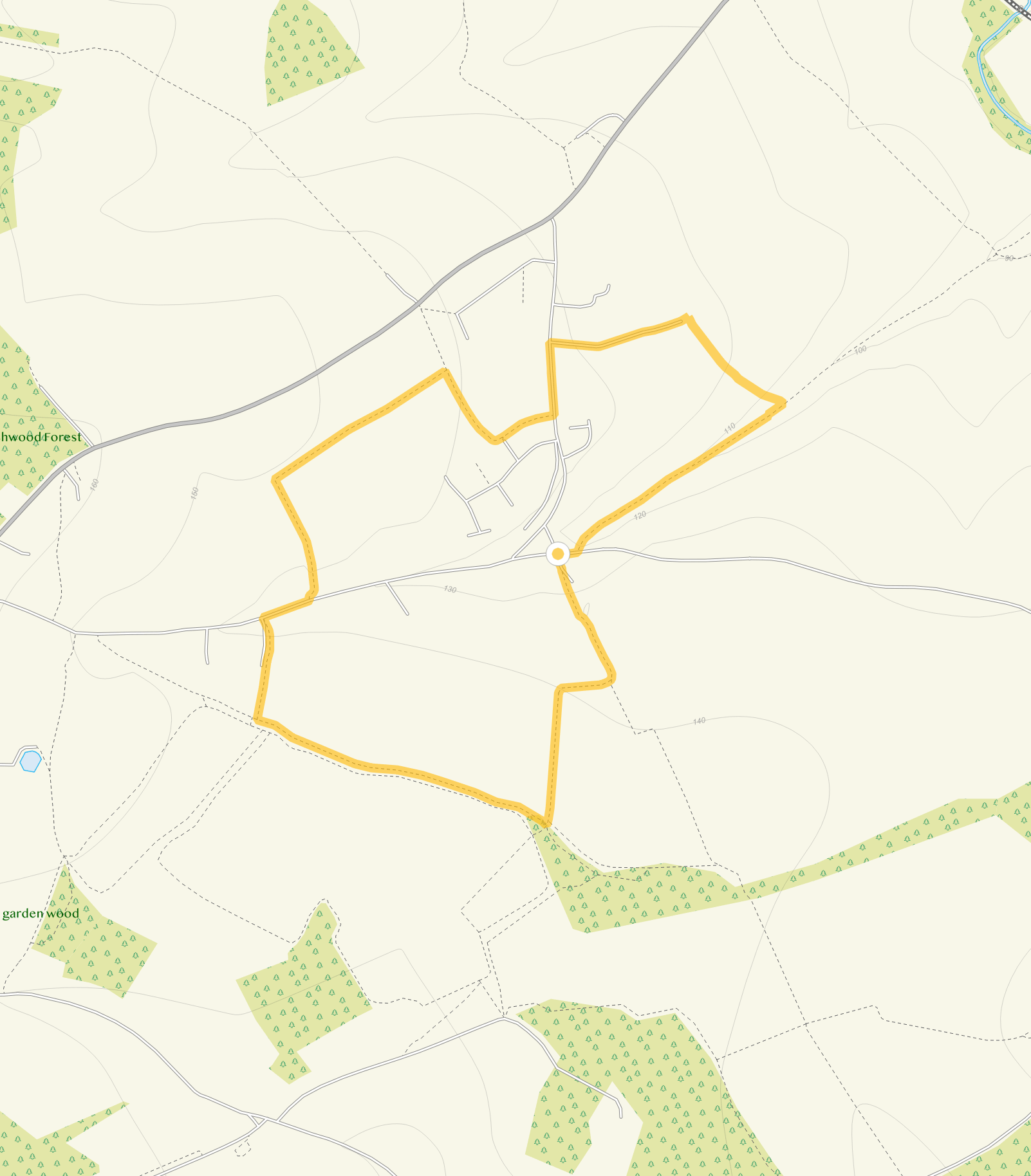 Route map for Finstock Walk 1, a 2 mile circular walk in Oxfordshire