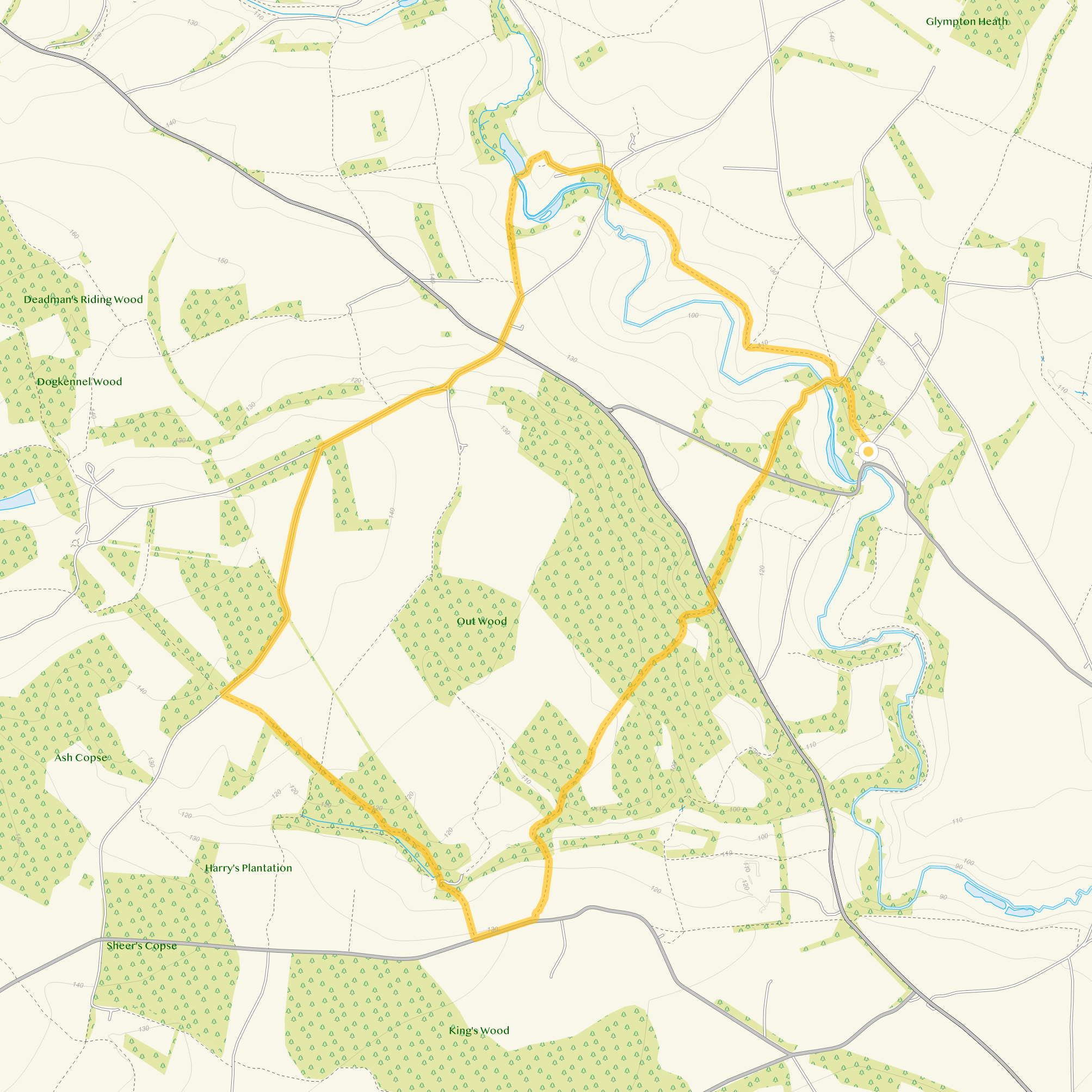 Route map for Glympton Walk 2, a 6.75 mile circular walk in Oxfordshire
