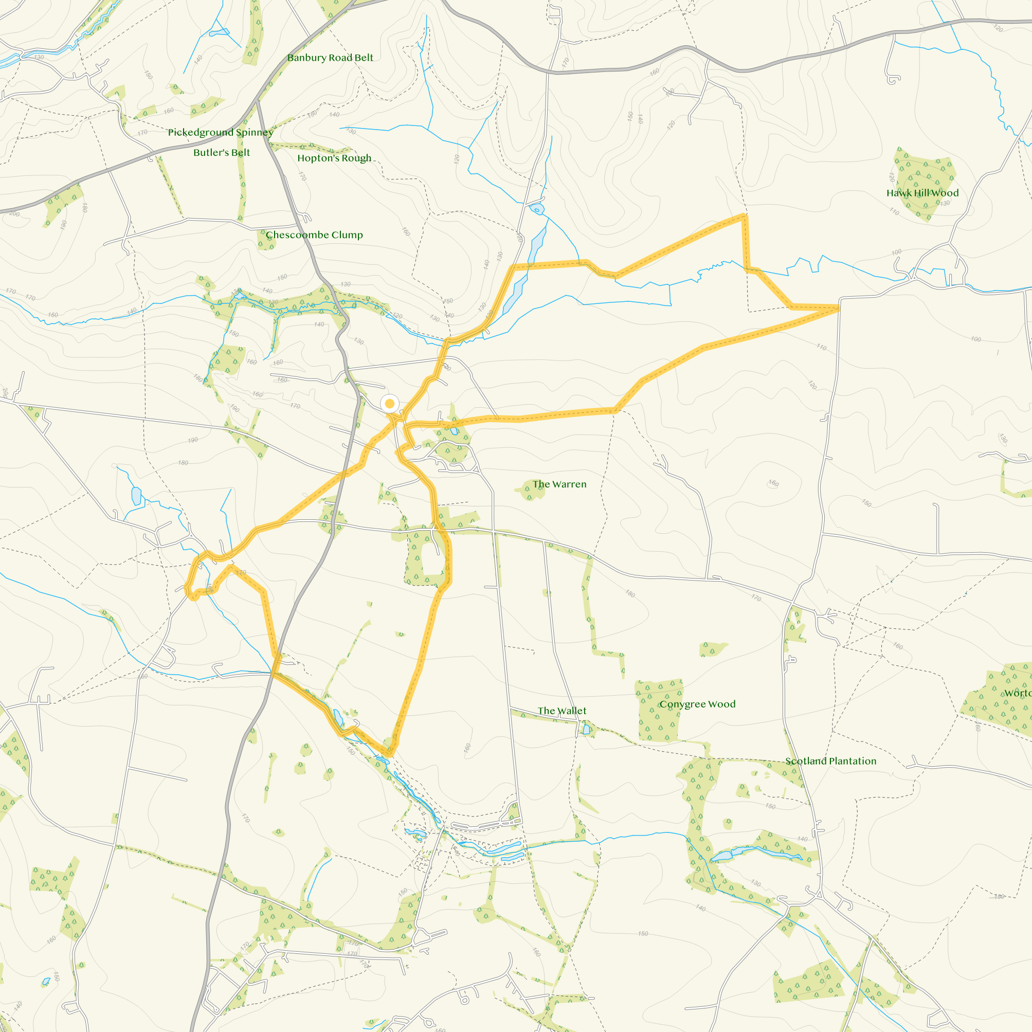 Route map for Great Tew Walk 4, a 7.5 mile circular walk in Oxfordshire