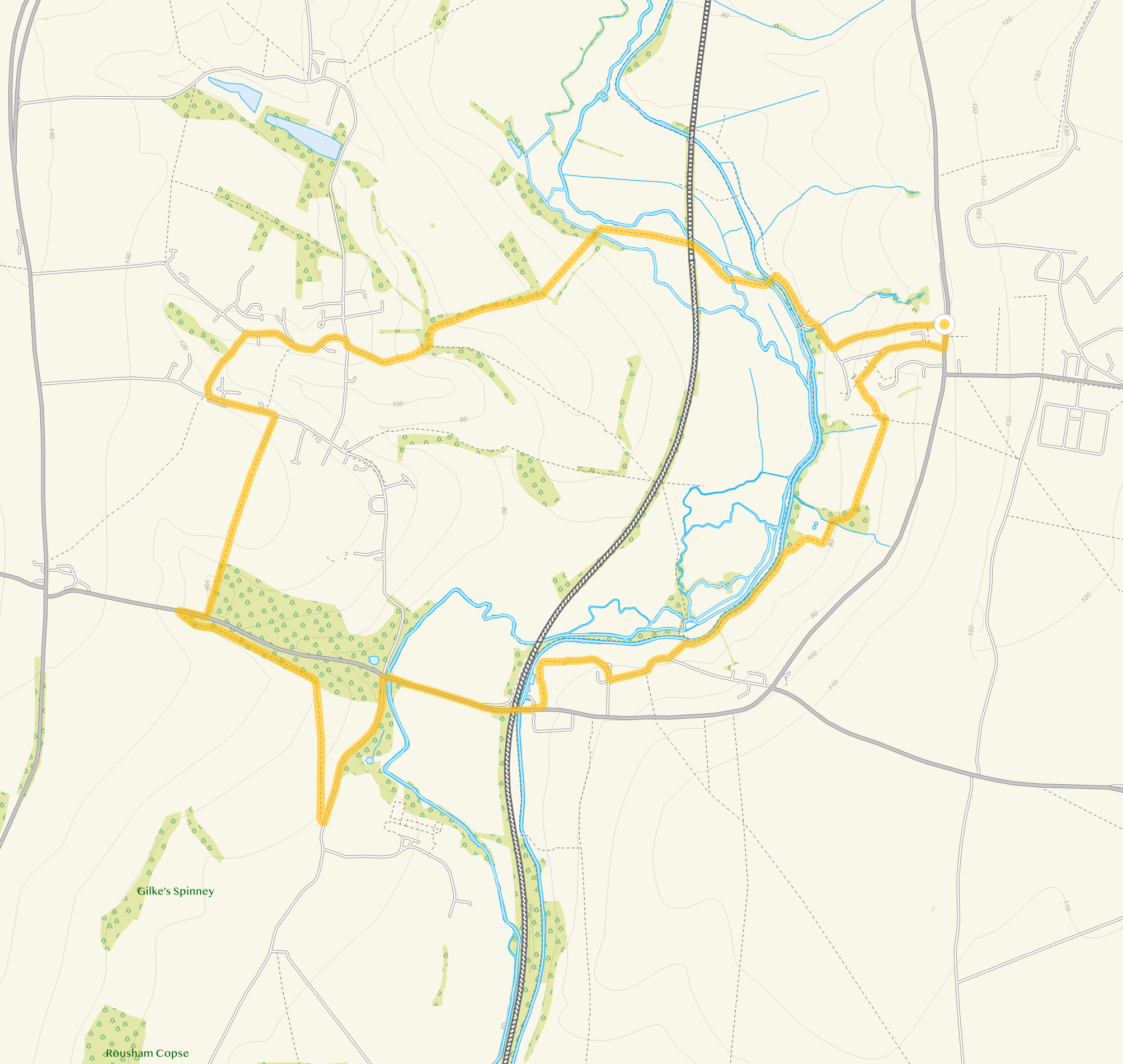 Route map for Heyford Walk 2, a 6 mile circular walk in Oxfordshire