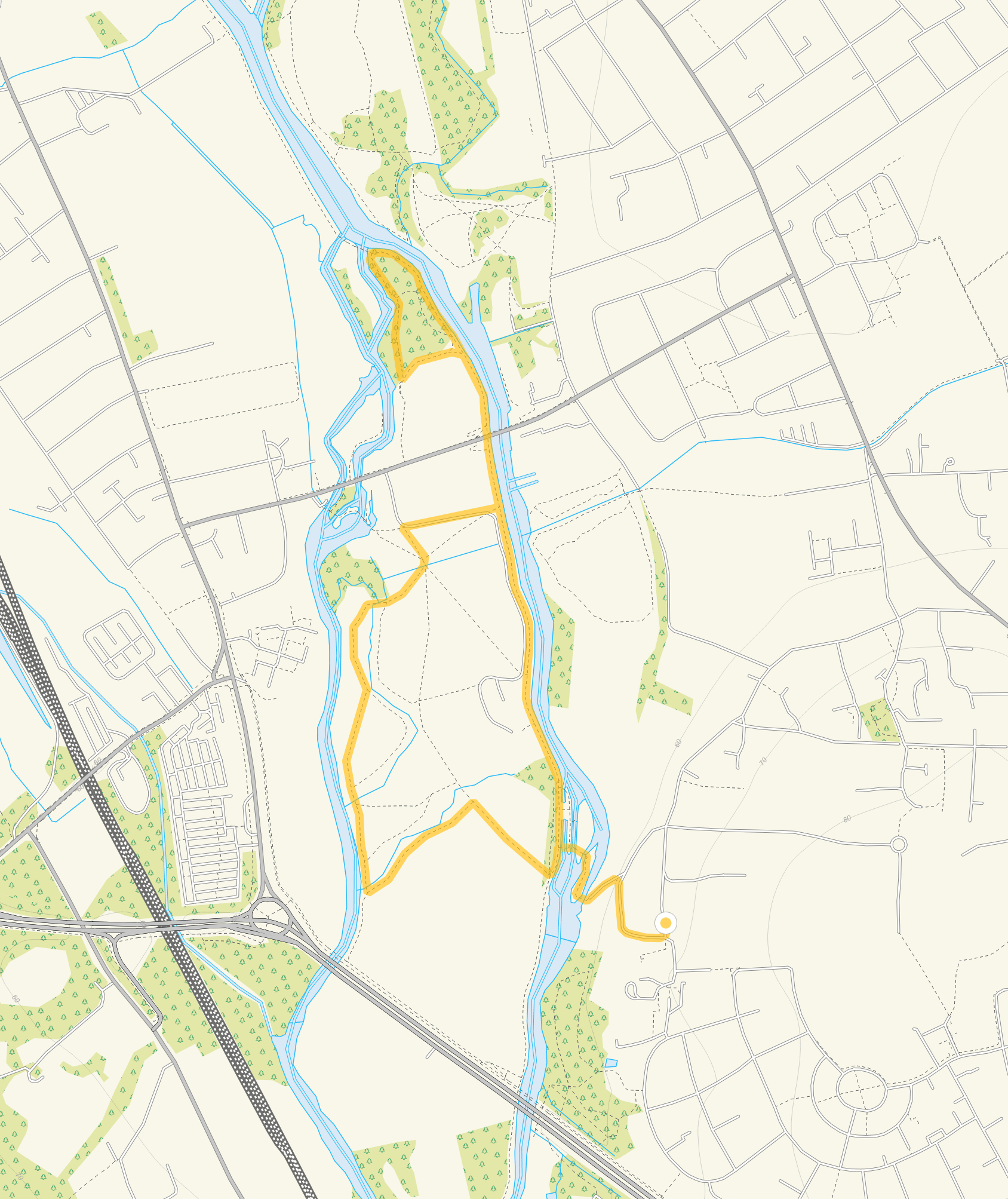 Route map for Iffley Meadows Walk, a 2.5 mile circular walk in Oxfordshire