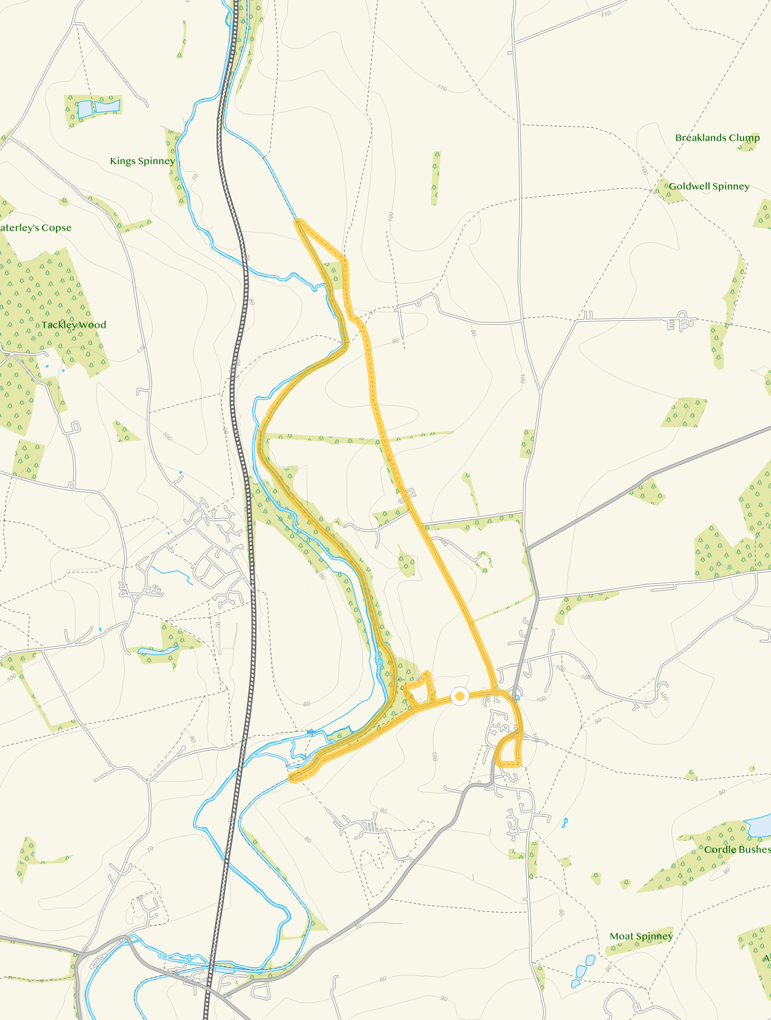 Route map for Kirtlington Walk 2, a 6.75 mile circular walk in Oxfordshire