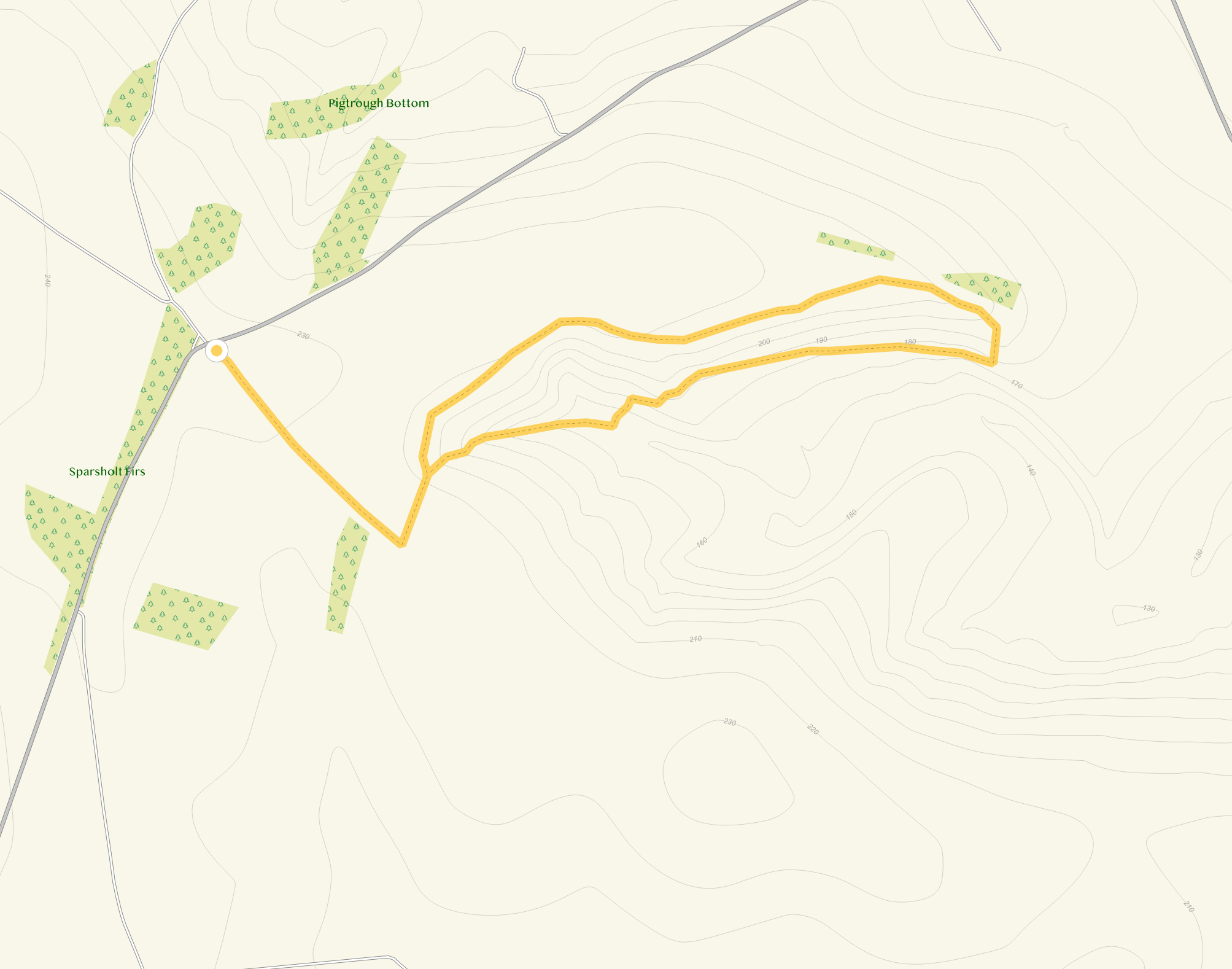 Route map for Lambourn Downs Walk 1, a 2.5 mile circular walk in Oxfordshire