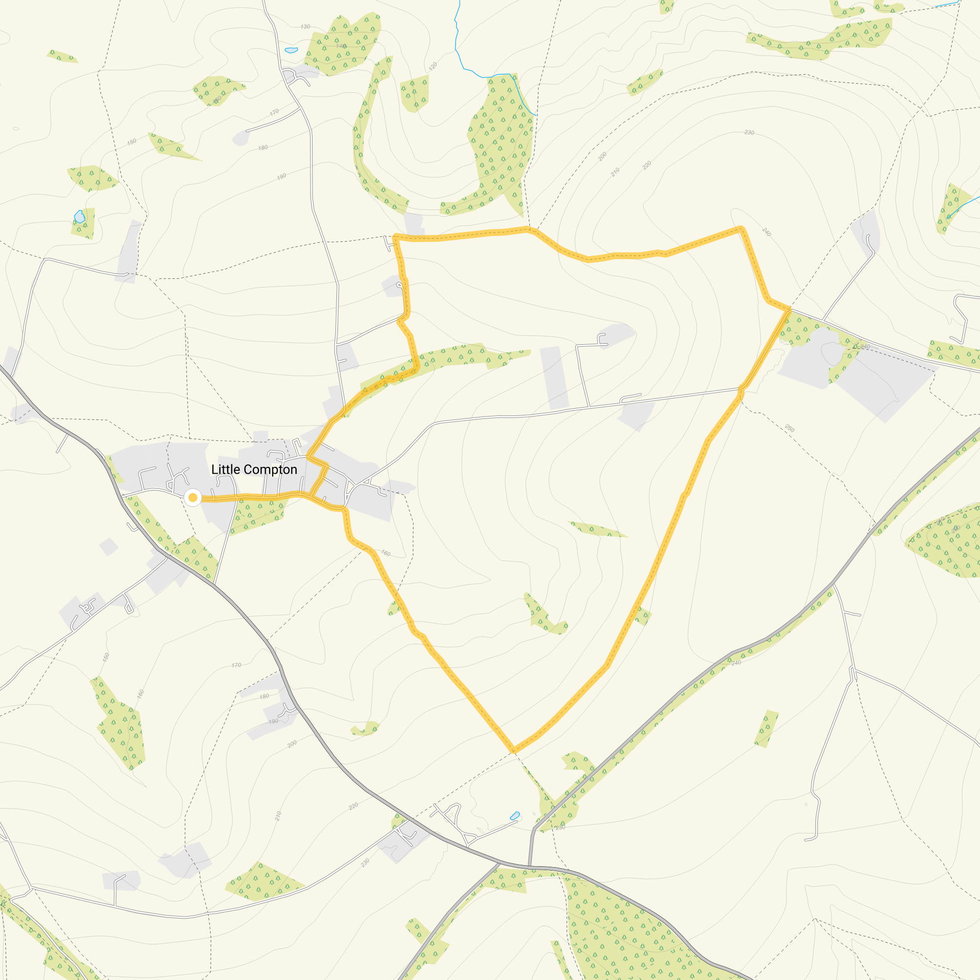 Route map for Little Compton Walk 1, a 4.25 mile circular walk in Oxfordshire
