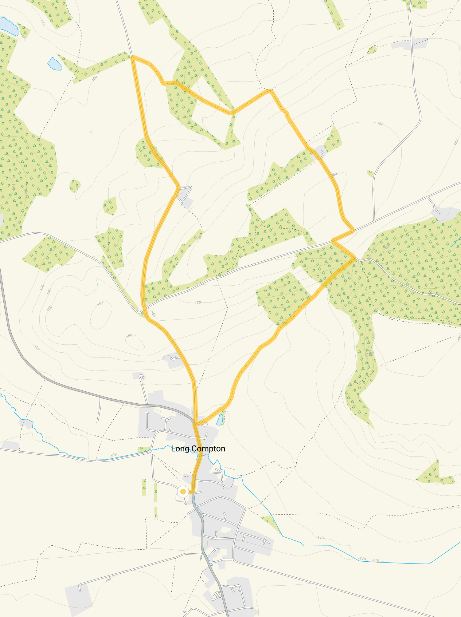 Route map for Long Compton Walk 3, a 4.25 mile circular walk in Oxfordshire
