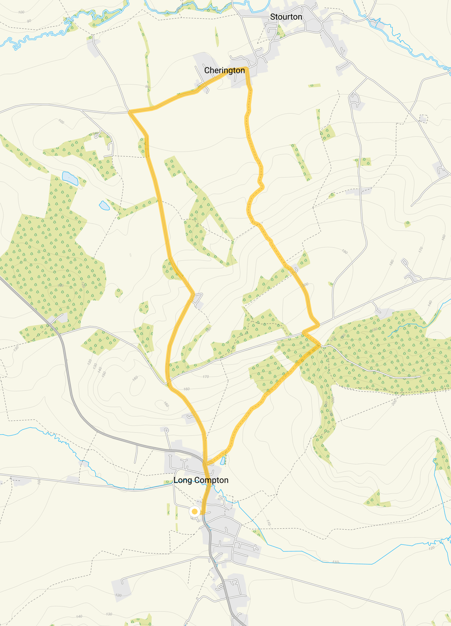 Route map for Long Compton Walk 4, a 5.5 mile circular walk in Oxfordshire
