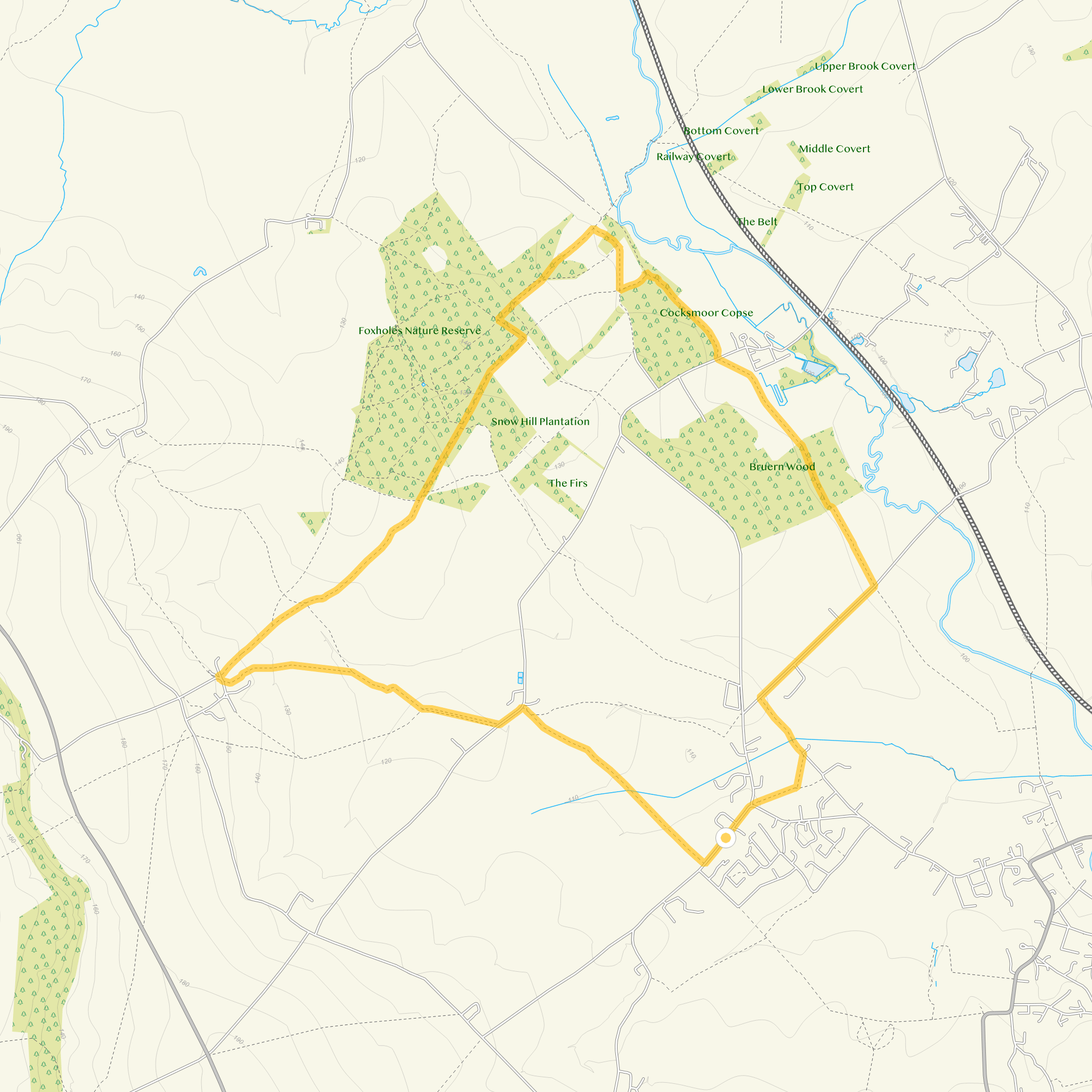 Route map for Milton-under-Wychwood Walk 1, a 6 mile circular walk in Oxfordshire