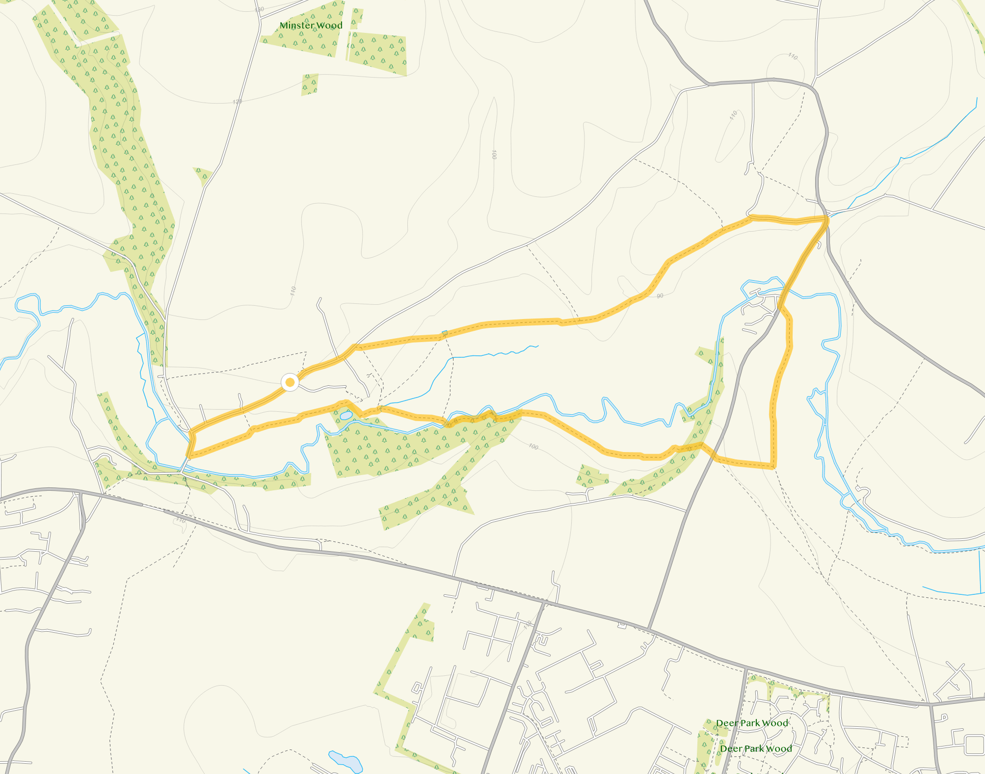 Route map for Minster Lovell Walk, a 3.5 mile circular walk in Oxfordshire