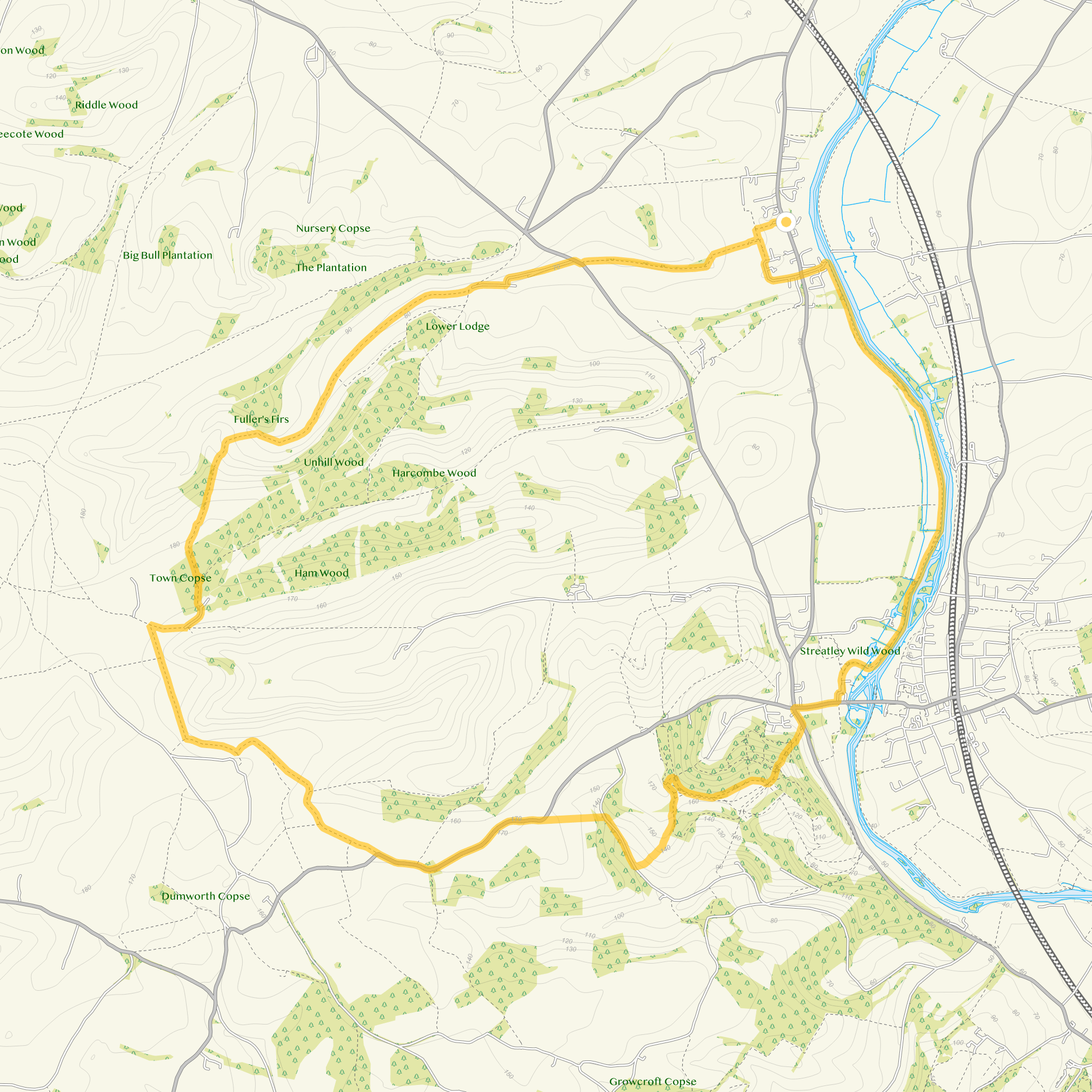 Route map for Moulsford Walk, a 10 mile circular walk in Oxfordshire