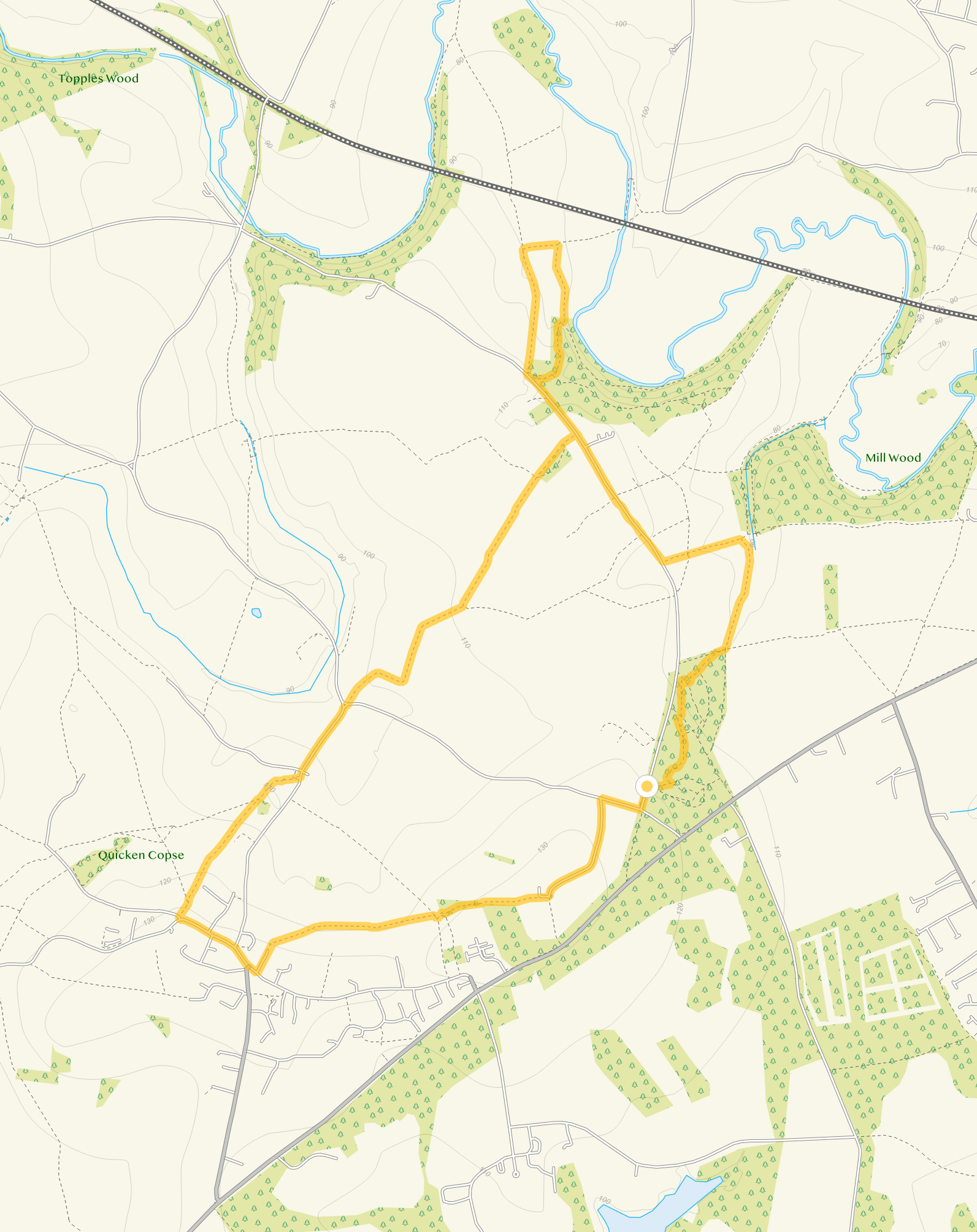 Route map for North Leigh Walk 2, a 4.75 mile circular walk in Oxfordshire