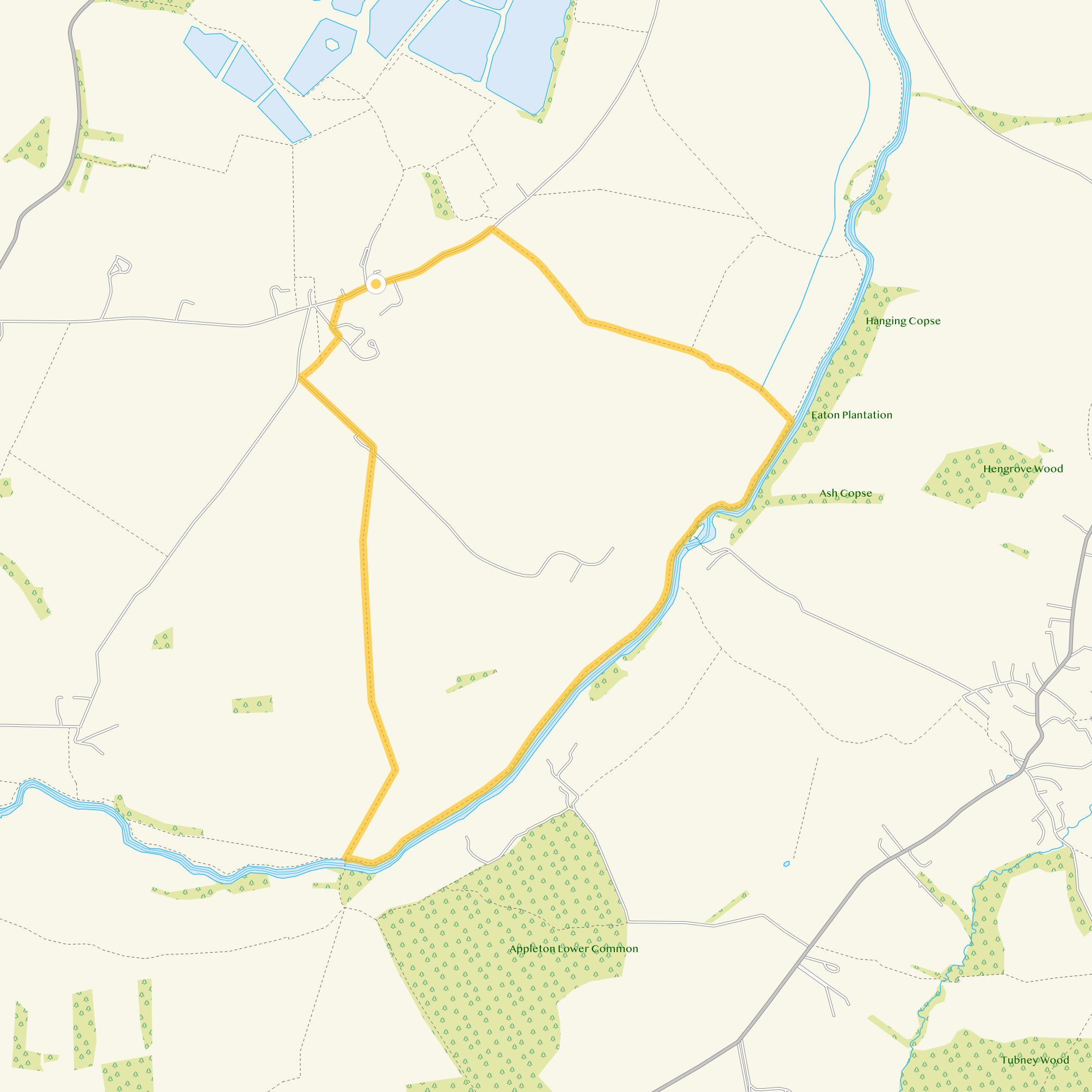 Route map for Northmoor Walk 1, a 3.75 mile circular walk in Oxfordshire
