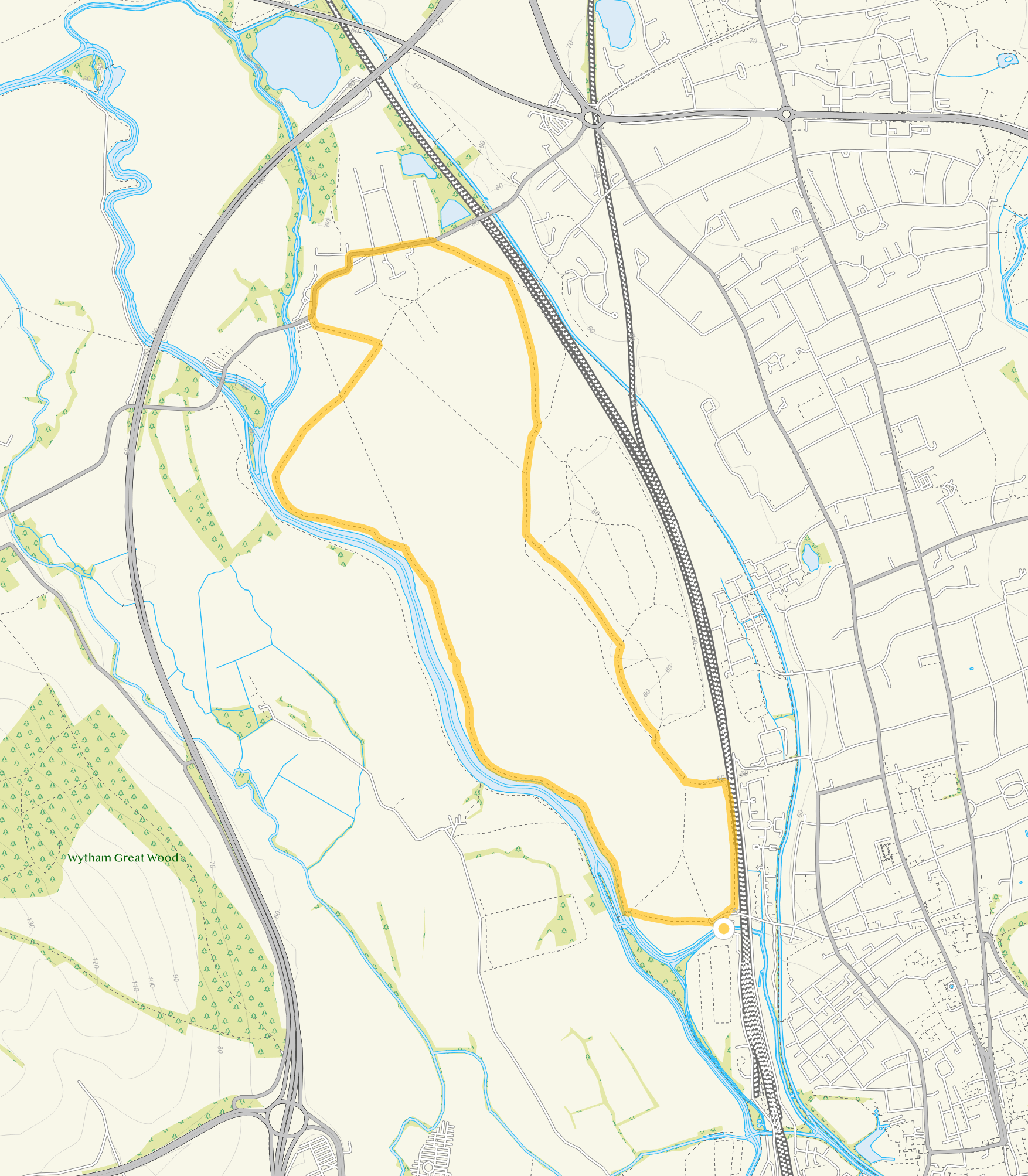 Route map for Port Meadow Walk, a 4.5 mile circular walk in Oxfordshire