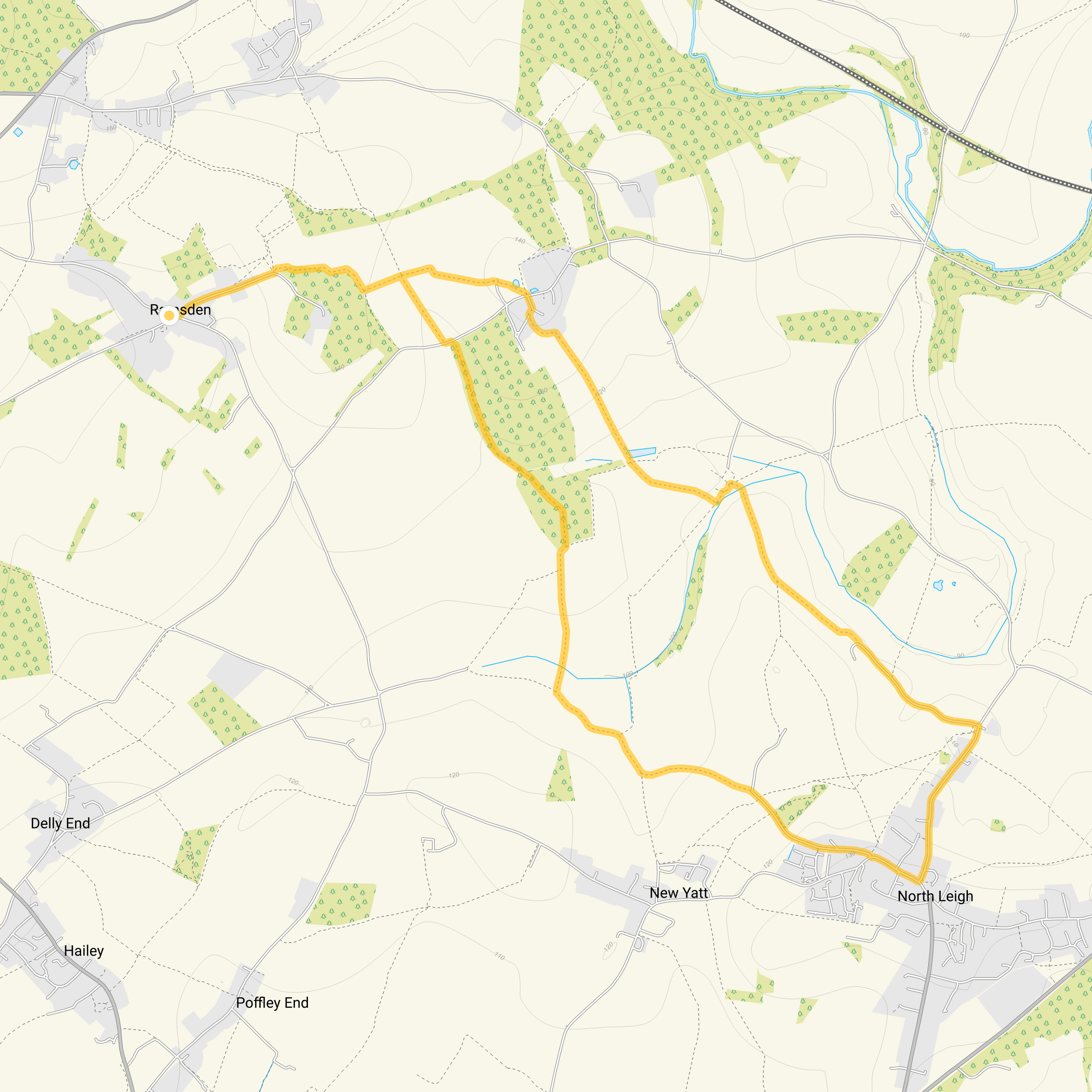 Route map for Ramsden Walk 2, a 6 mile circular walk in Oxfordshire