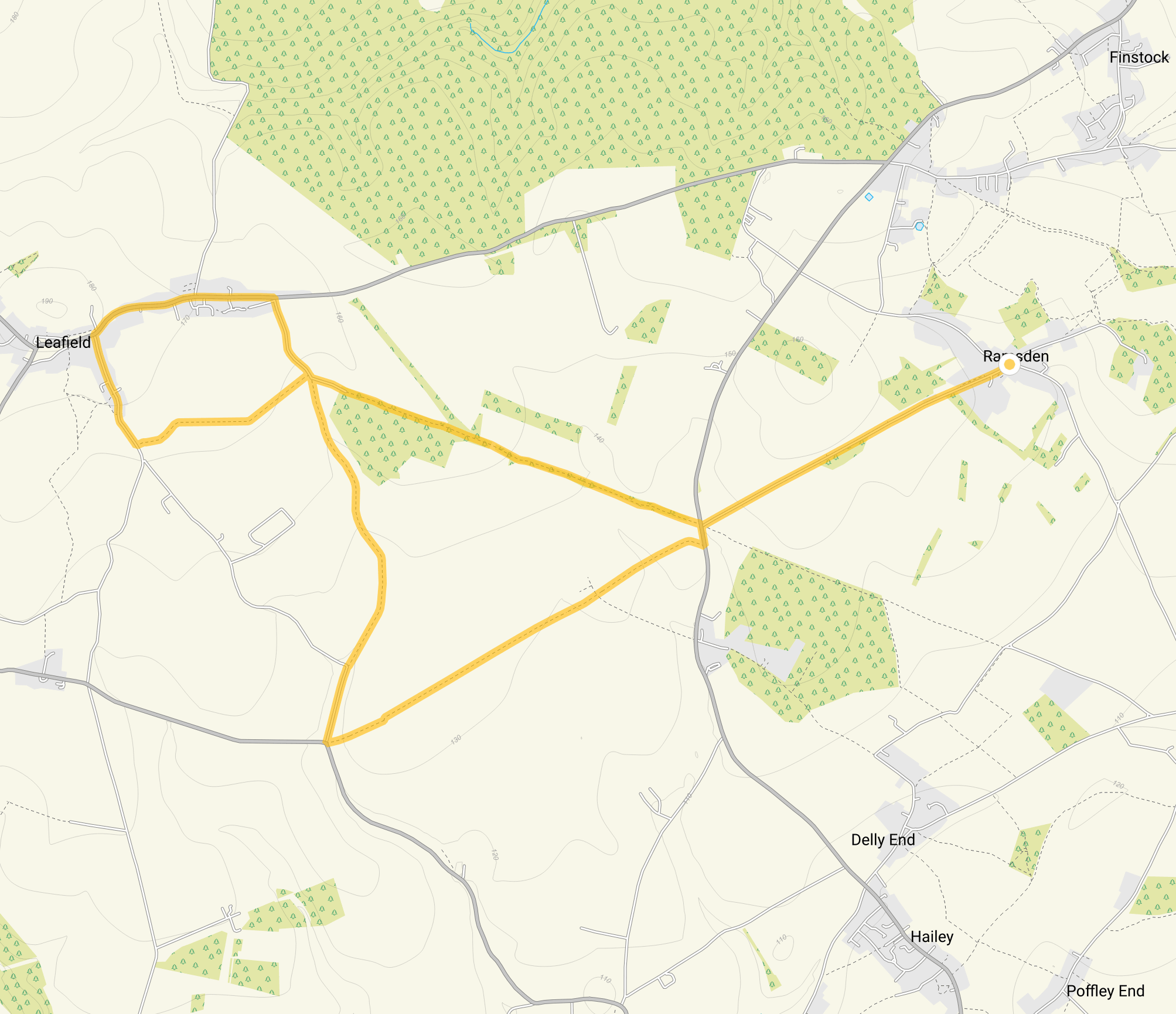 Route map for Ramsden Walk 3, a 6.75 mile circular walk in Oxfordshire