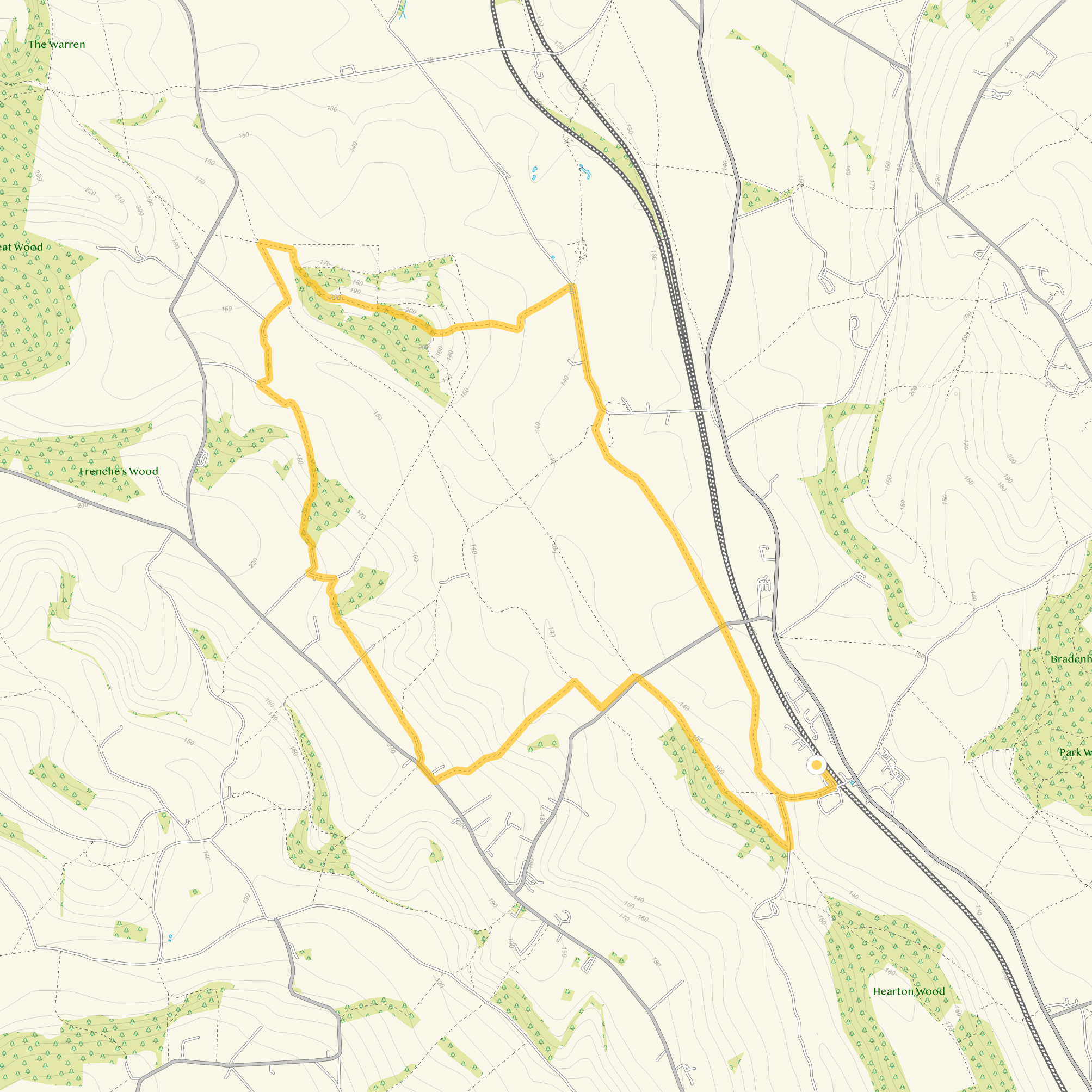 Route map for Saunderton Walk 1, a 6.5 mile circular walk in Oxfordshire