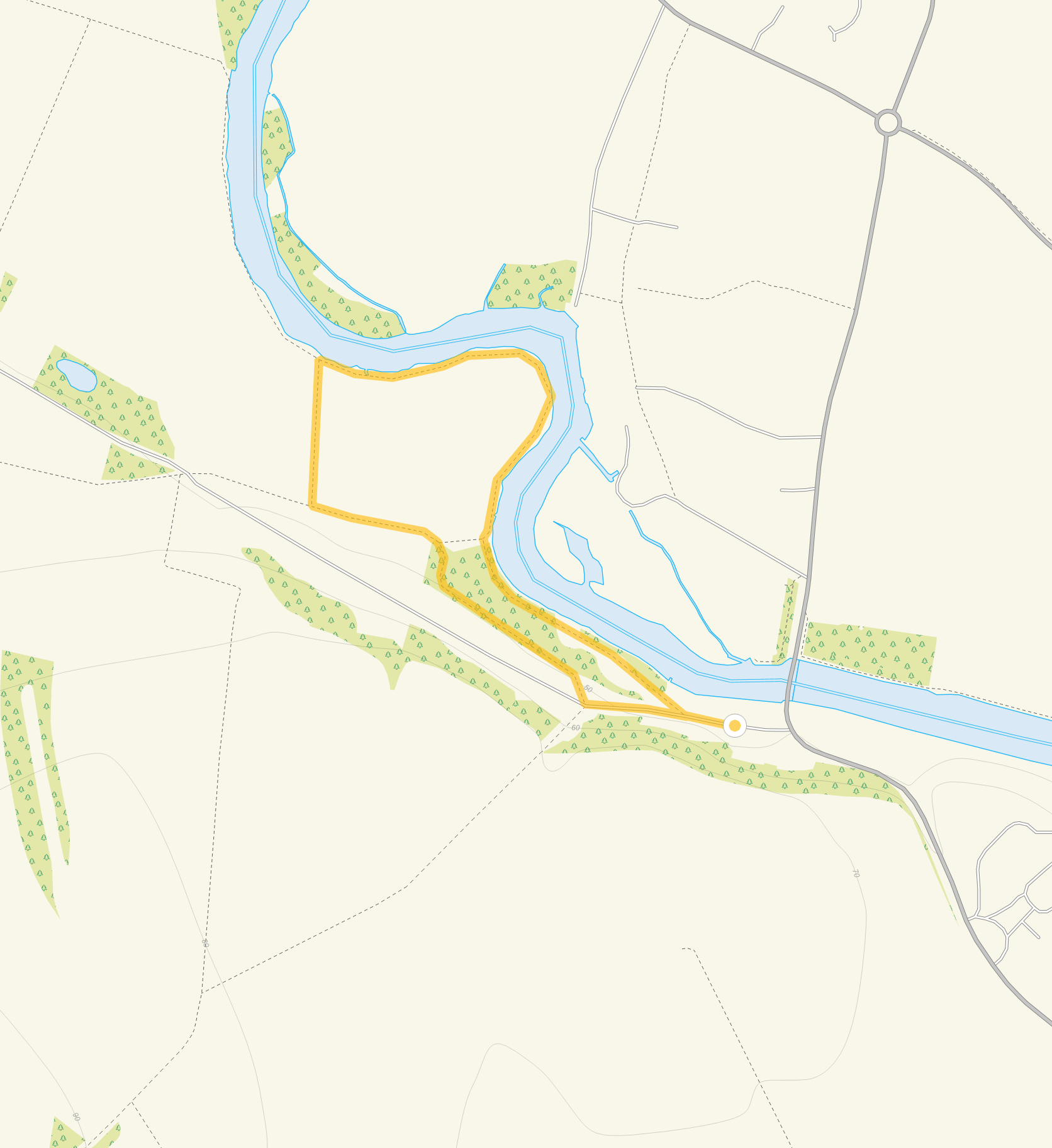 Route map for Shillingford Bridge Walk 1, a 1 mile circular walk in Oxfordshire