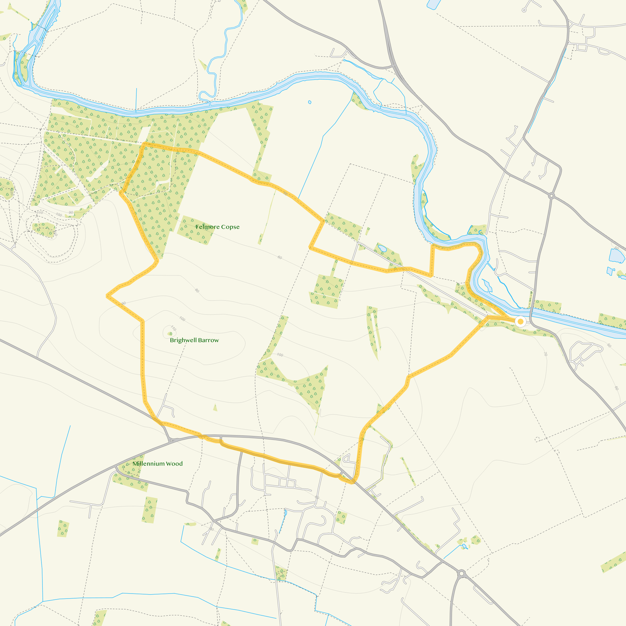 Route map for Shillingford Bridge Walk 2, a 4.75 mile circular walk in Oxfordshire