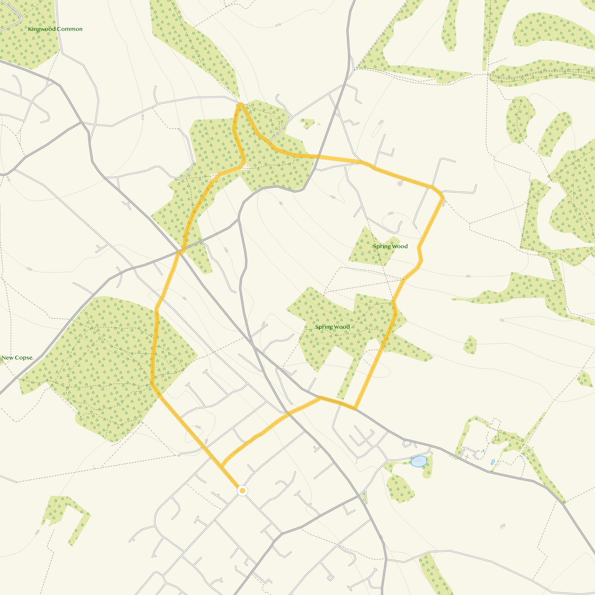 Route map for Sonning Common Walk 1, a 2.75 mile circular walk in Oxfordshire