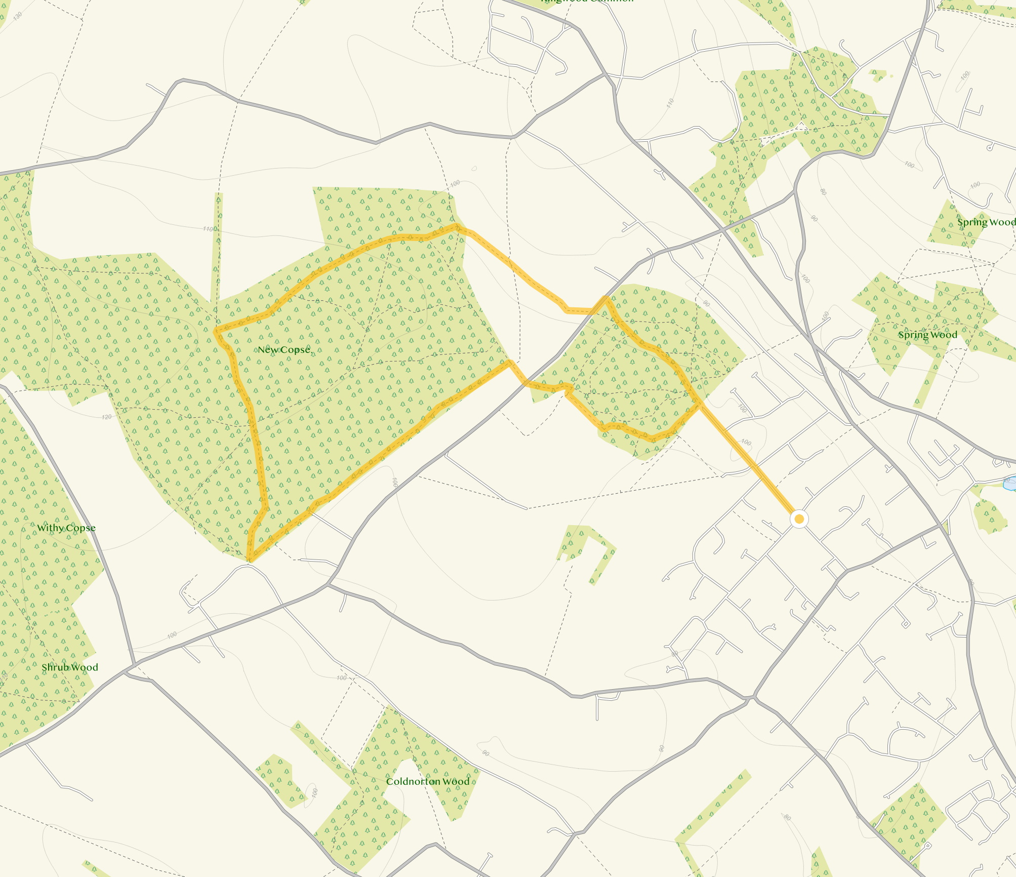 Route map for Sonning Common Walk 2, a 3 mile circular walk in Oxfordshire