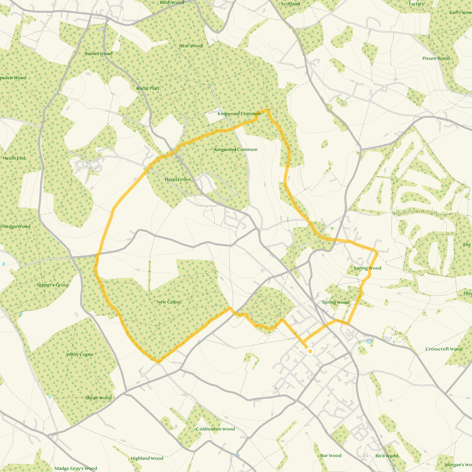 Route map for Sonning Common Walk 3, a 6.25 mile circular walk in Oxfordshire