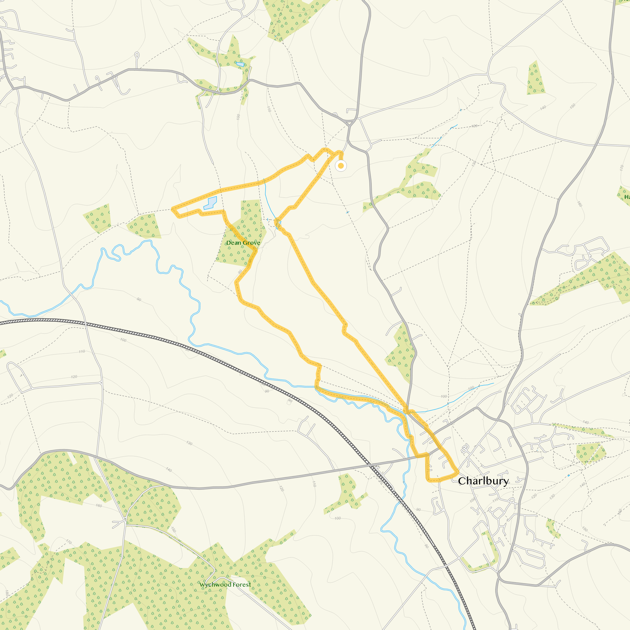 Route map for Spelsbury Walk 2, a 4.75 mile circular walk in Oxfordshire