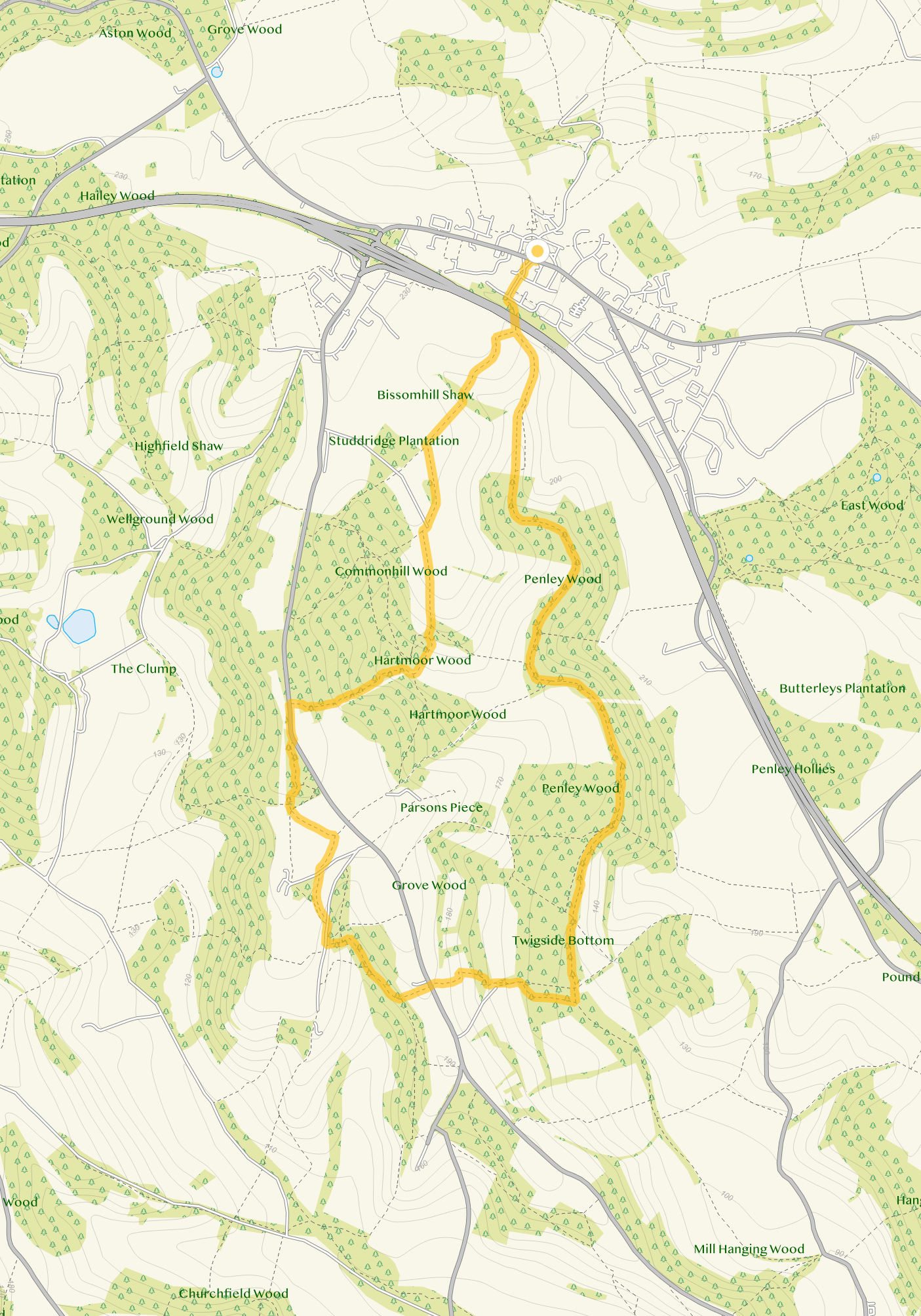 Route map for Stokenchurch Walk 3, a 6 mile circular walk in Oxfordshire