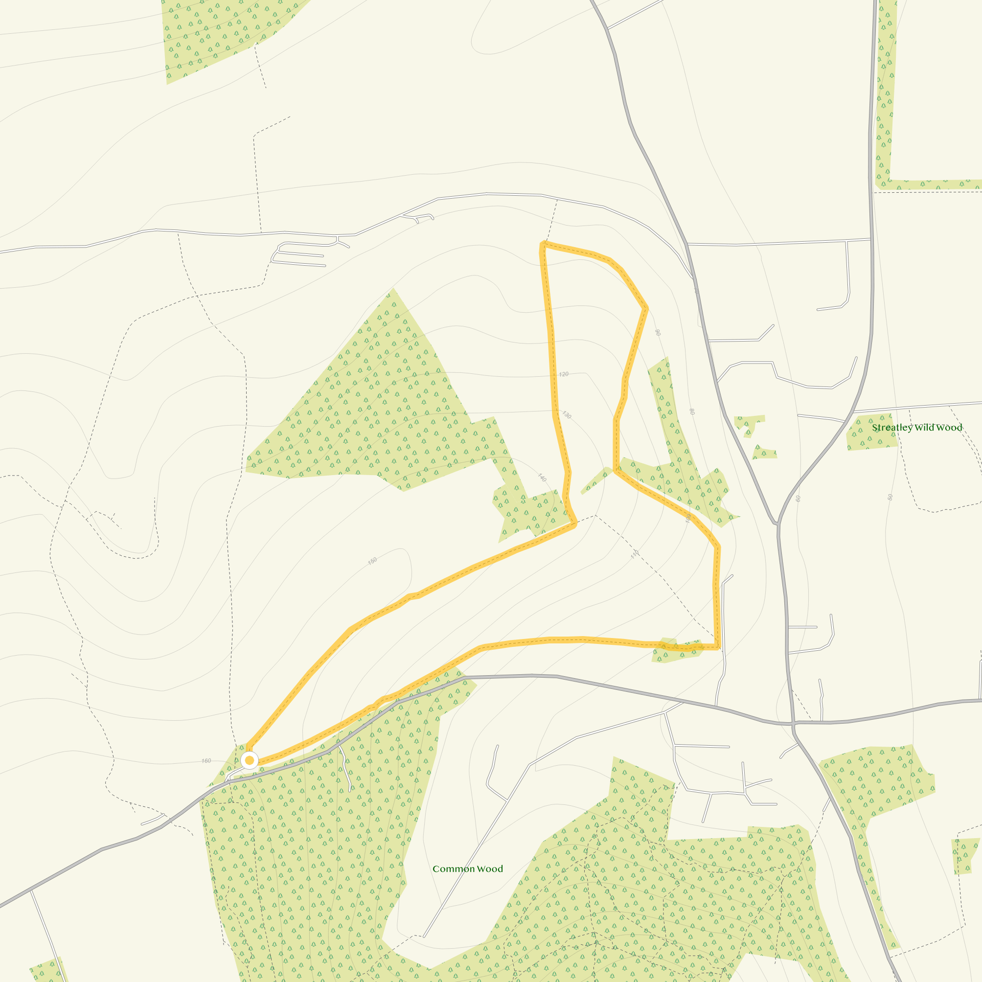 Route map for Streatley Walk 1, a 1.5 mile circular walk in Oxfordshire