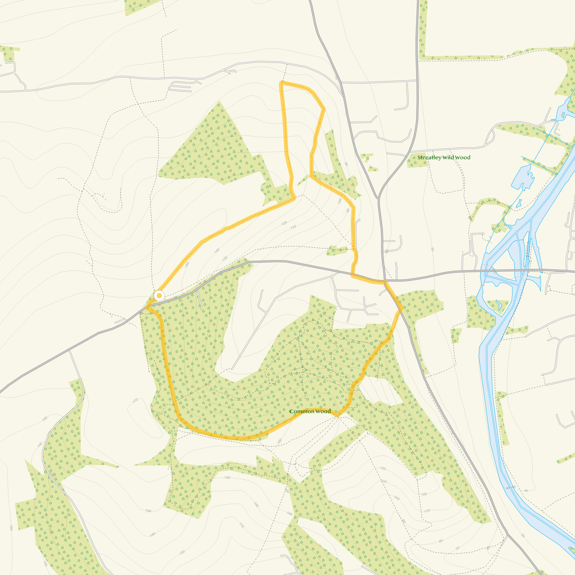 Route map for Streatley Walk 2, a 2.25 mile circular walk in Oxfordshire