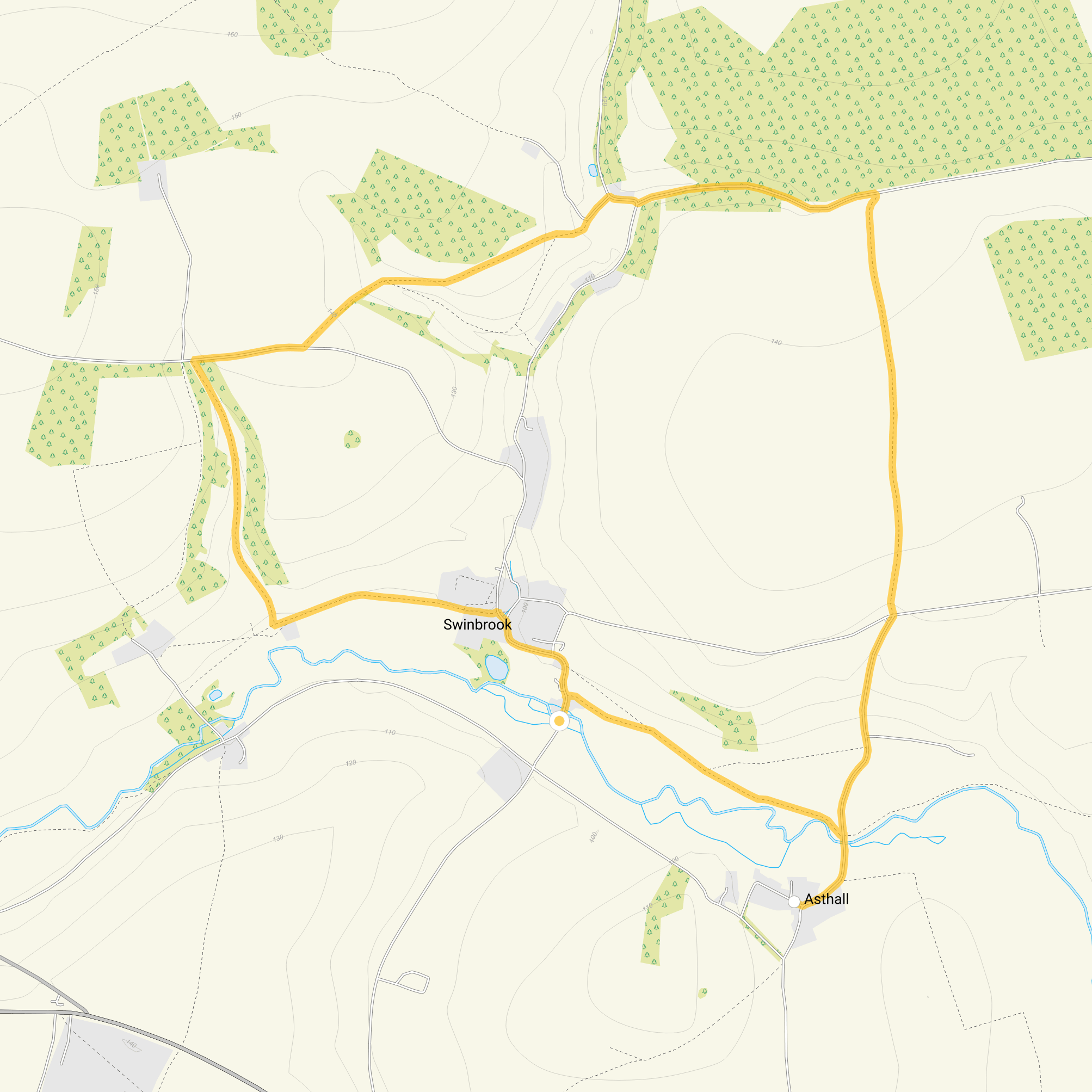 Route map for Swinbrook & Asthall Walk, a 4.25 mile circular walk in Oxfordshire